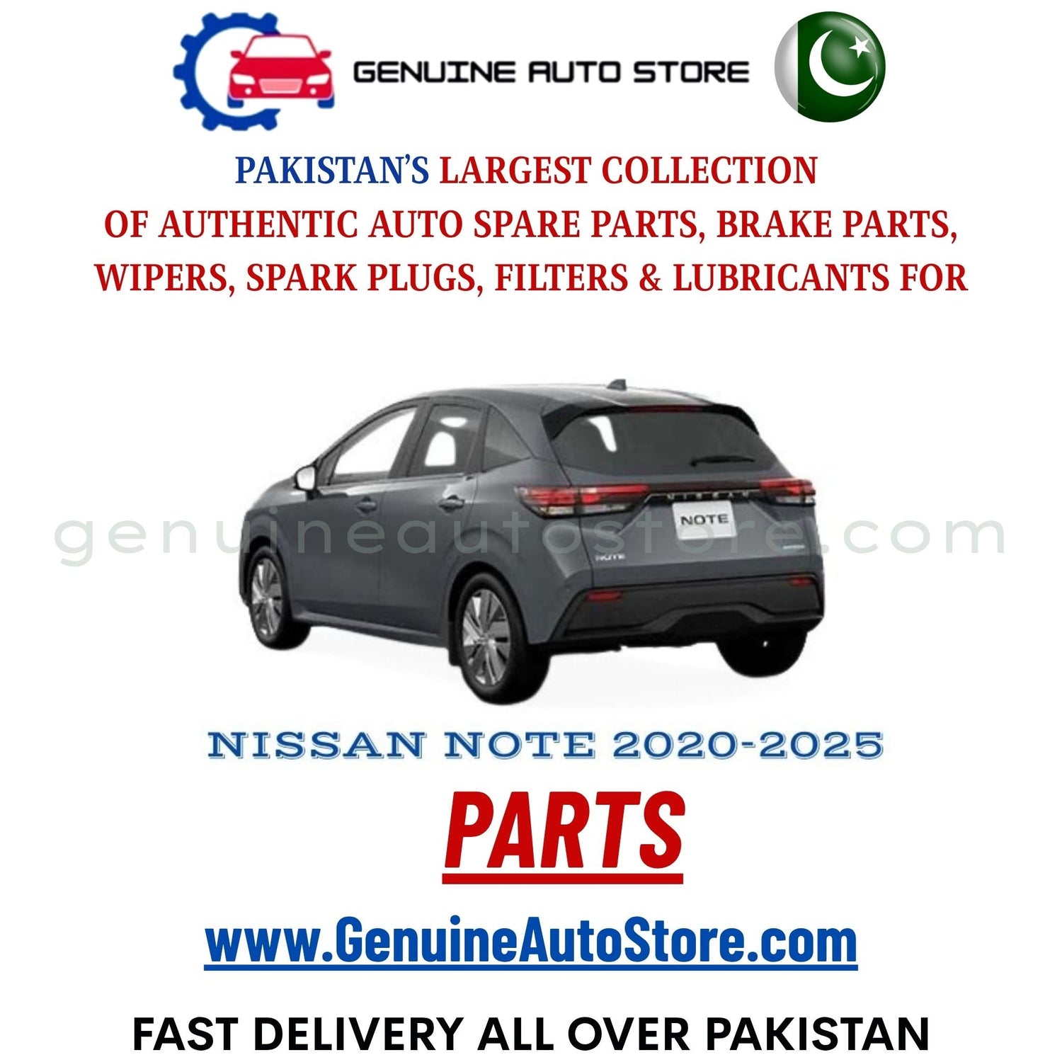 Original NISSAN NOTE 2020-2025 parts – brake pads, brake shoe, spark plugs, filters, wipers in Pakistan