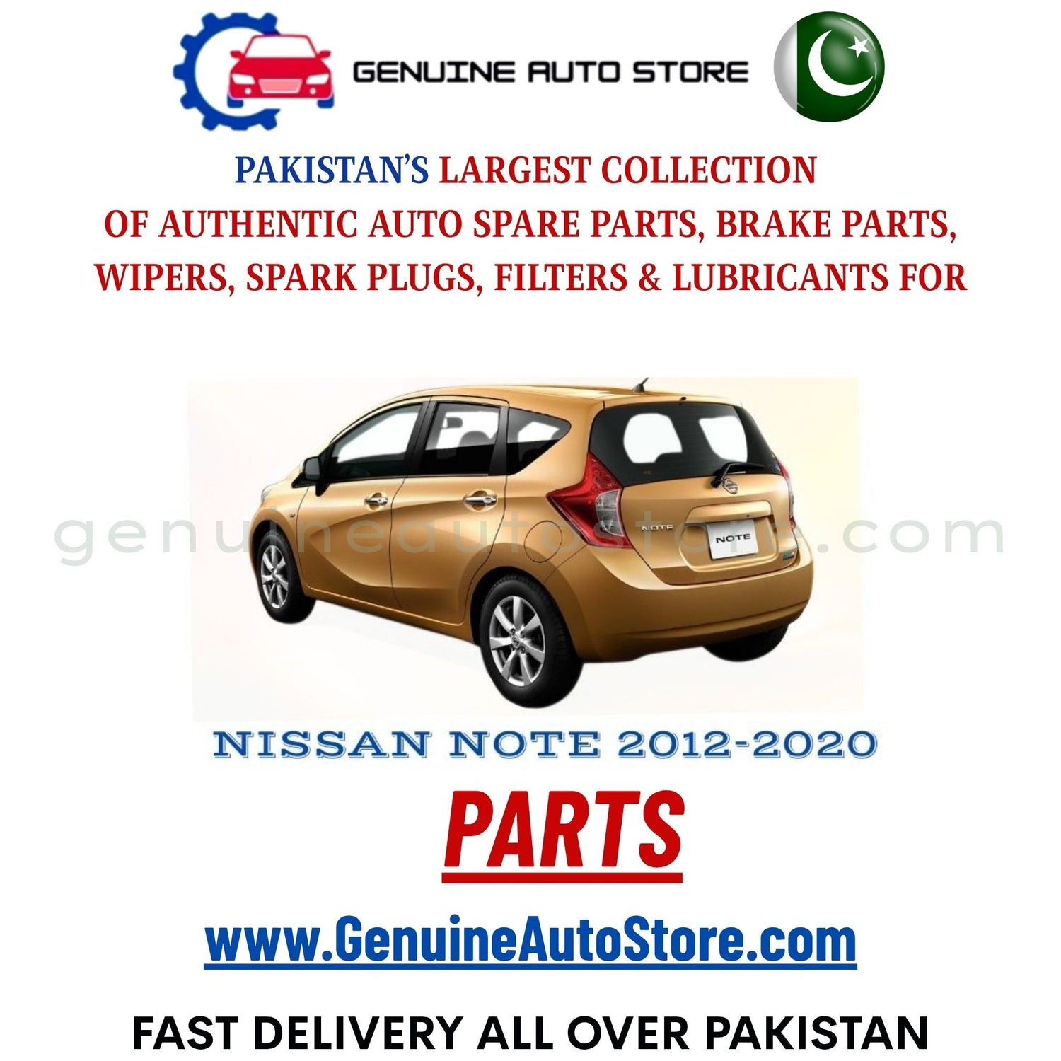 Original NISSAN NOTE 2012-2020 parts – brake pads, brake shoe, spark plugs, filters, wipers in Pakistan