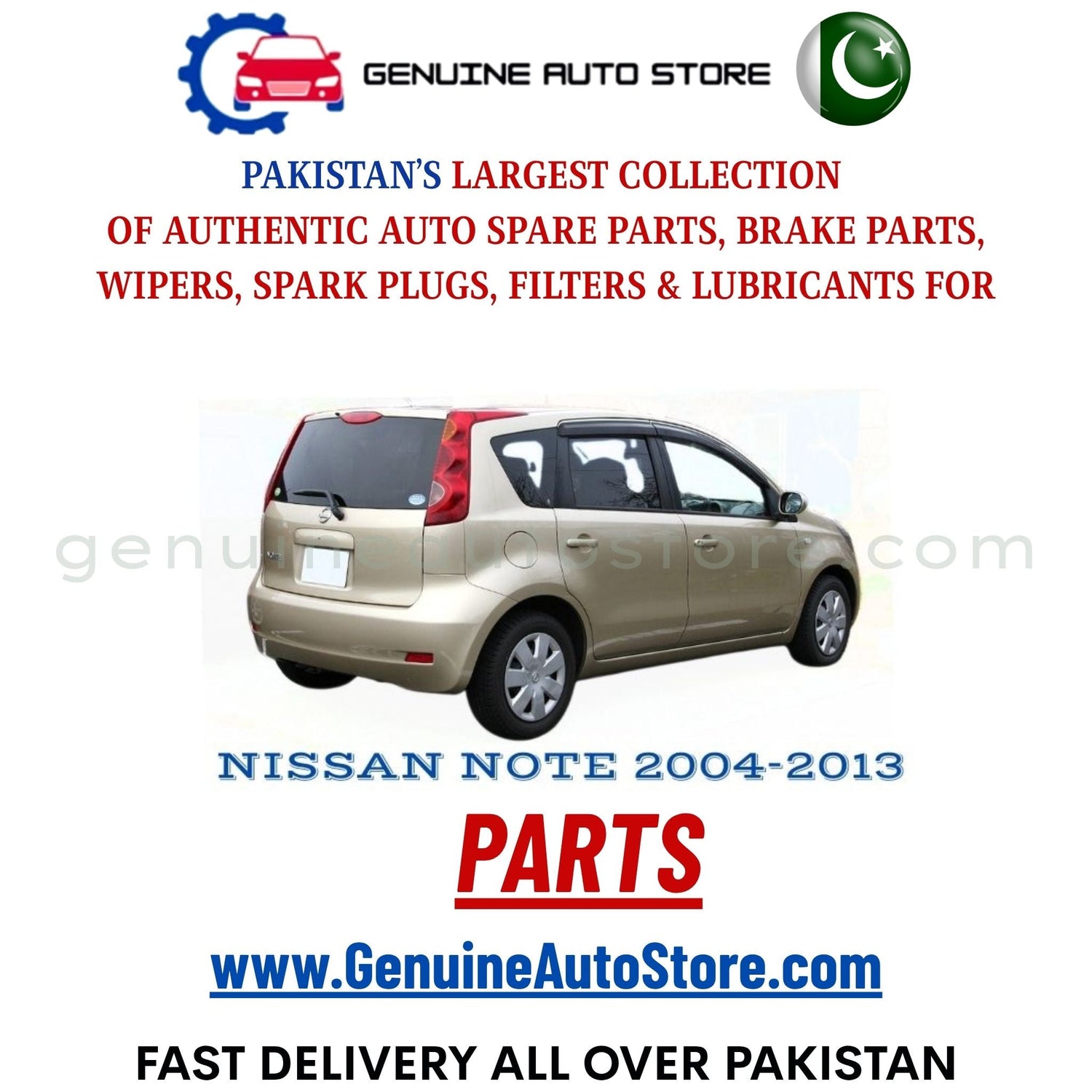Original NISSAN NOTE 2004-2013 parts – brake pads, brake shoe, spark plugs, filters, wipers in Pakistan
