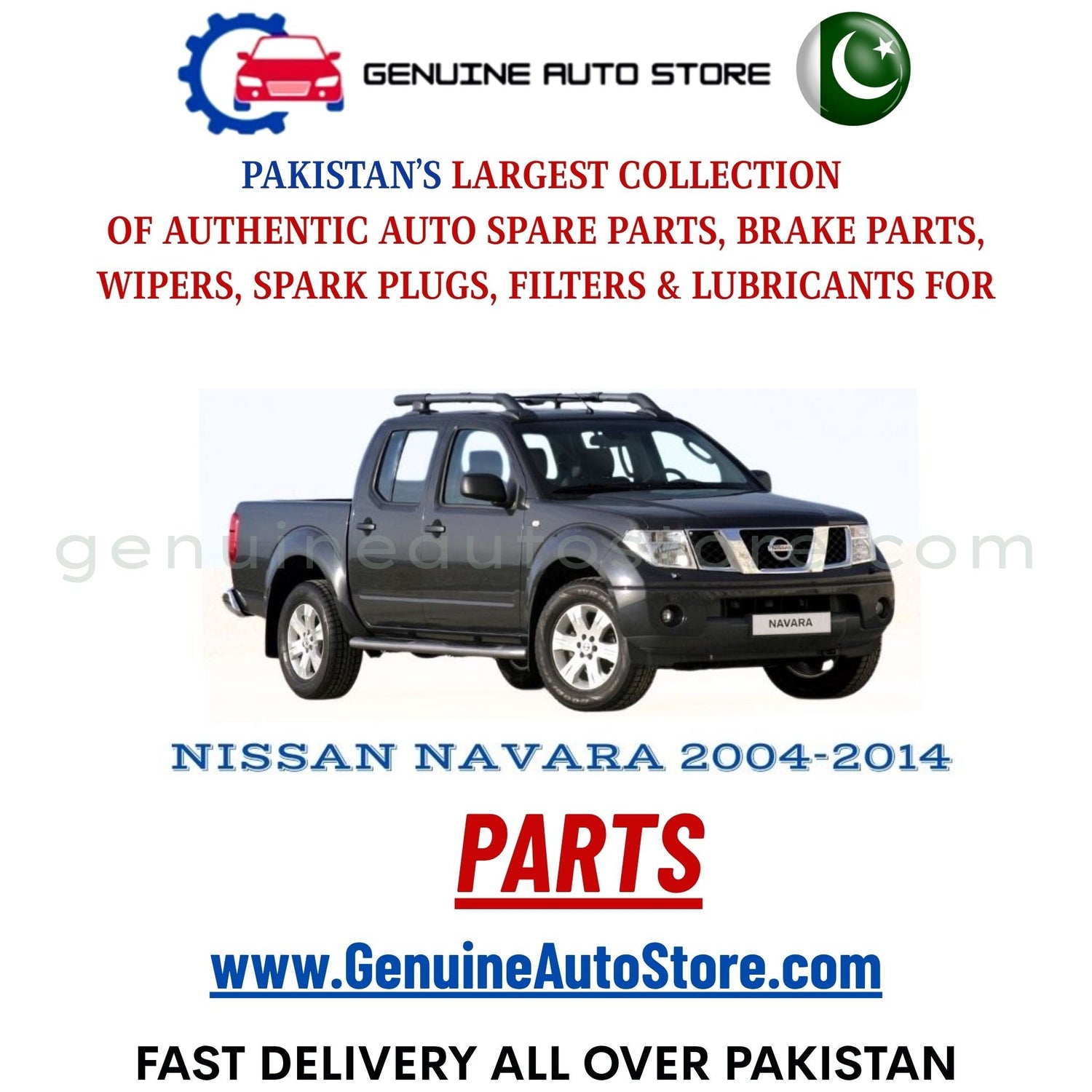 Original NISSAN NAVARA 2004-2014 parts – brake pads, brake shoe, spark plugs, filters, wipers in Pakistan