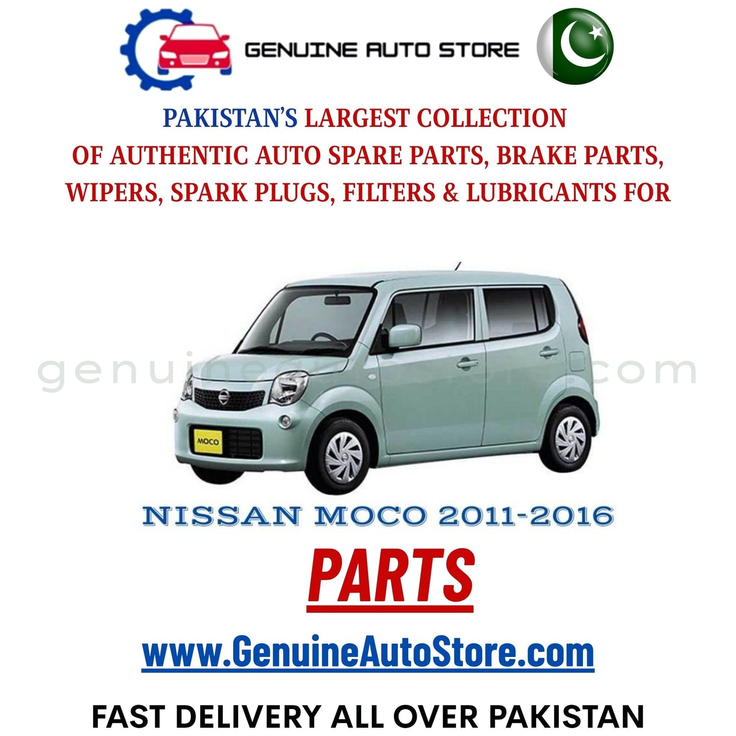 Original NISSAN MOCO 2011-2016 parts – brake pads, brake shoe, spark plugs, filters, wipers in Pakistan
