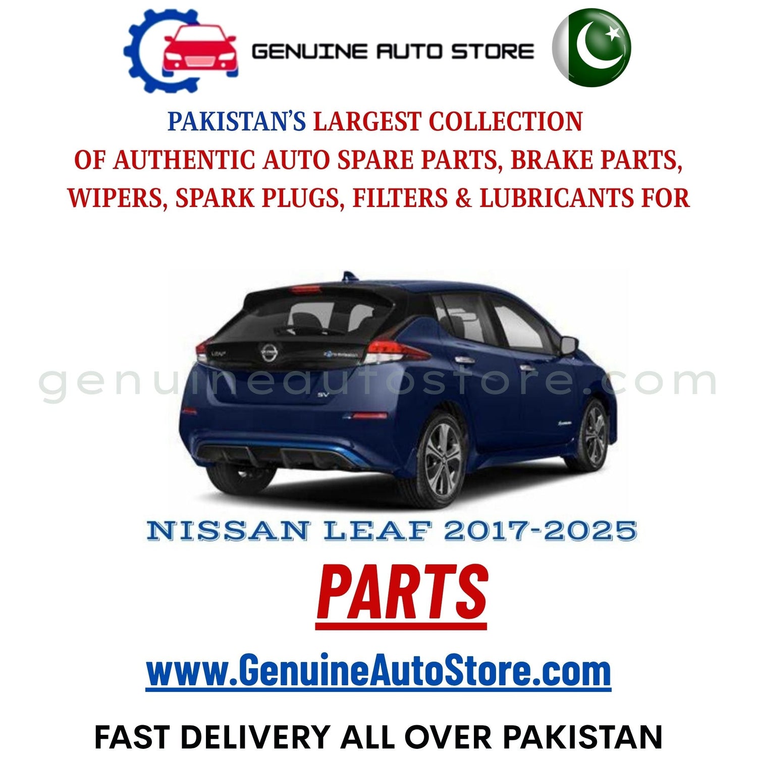Original NISSAN LEAF 2017-2025 parts – brake pads, brake shoe, spark plugs, filters, wipers in Pakistan