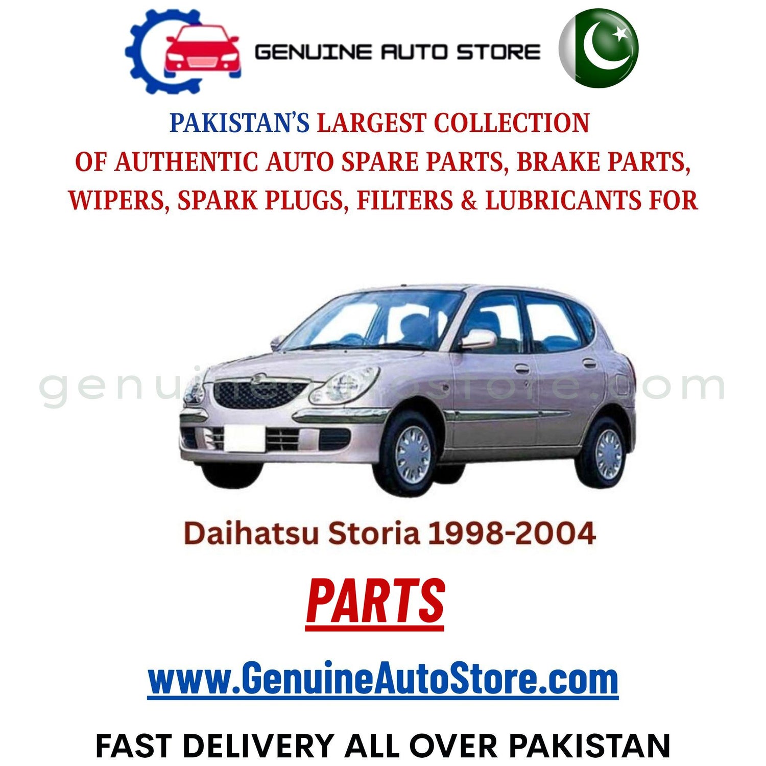 Original DAIHATSU STORIA 1998-2004 parts – brake pads, brake shoe, spark plugs, filters, wipers in Pakistan