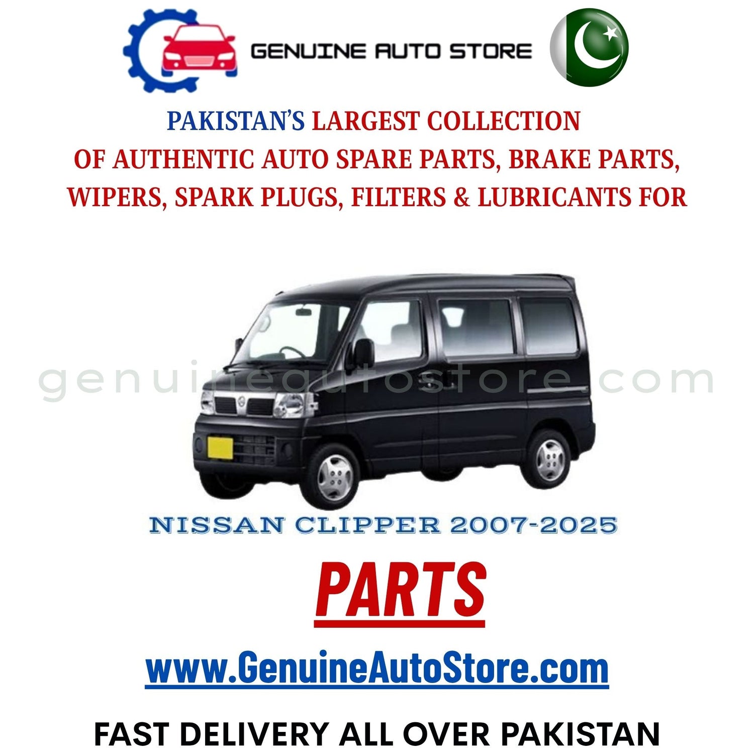 Original NISSAN CLIPPER 2007-2025 parts – brake pads, brake shoe, spark plugs, filters, wipers in Pakistan