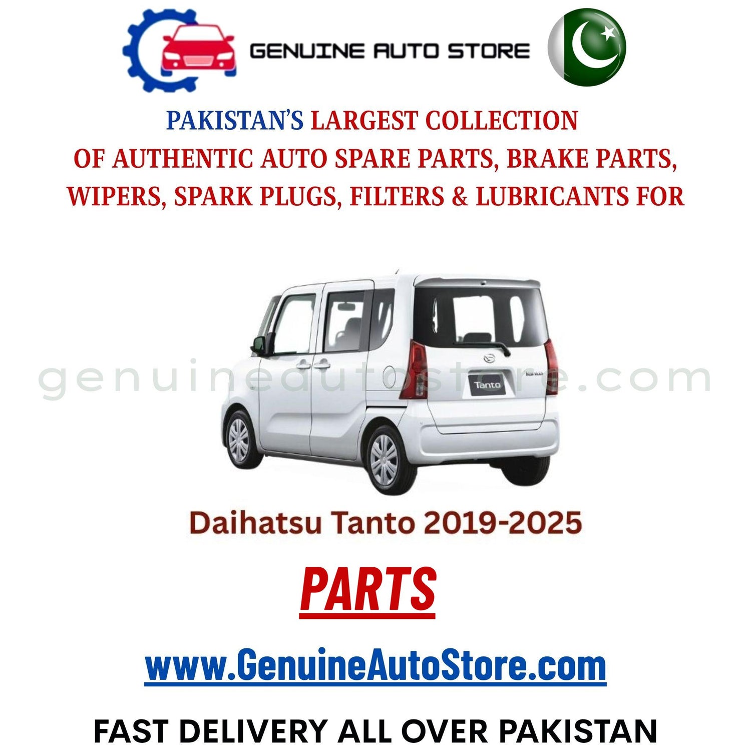 Original DAIHATSU TANTO 2019-2025 parts – brake pads, brake shoe, spark plugs, filters, wipers in Pakistan