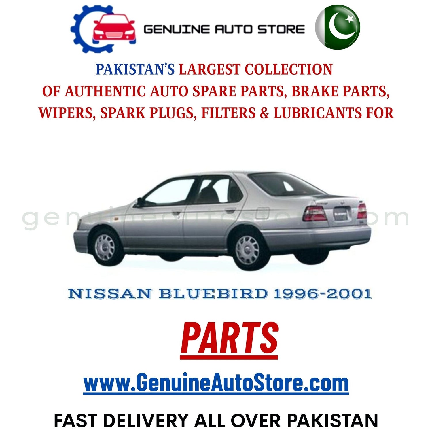 Original NISSAN BLUEBIRD 1996-2001 parts – brake pads, brake shoe, spark plugs, filters, wipers in Pakistan