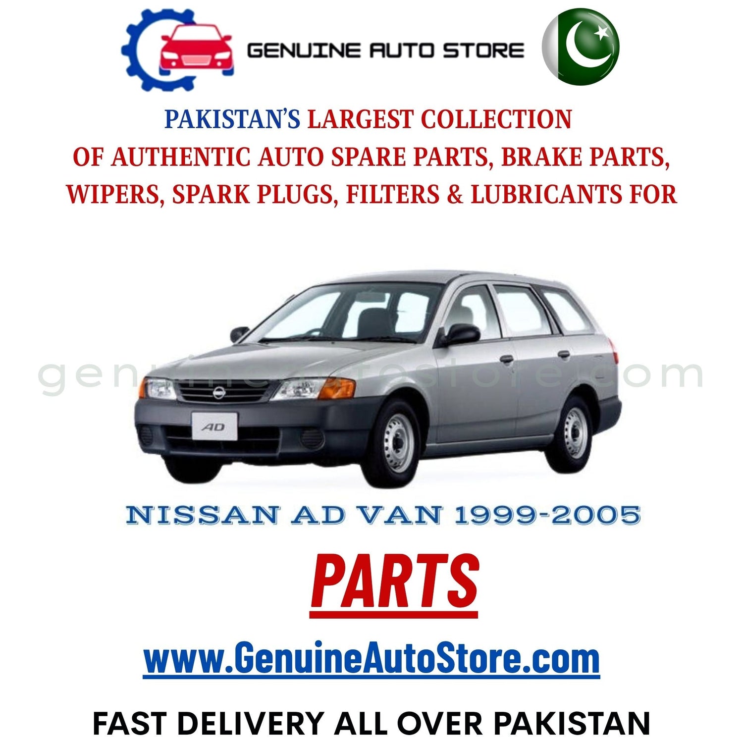 Original NISSAN AD VAN 1999-2005 parts – brake pads, brake shoe, spark plugs, filters, wipers in Pakistan