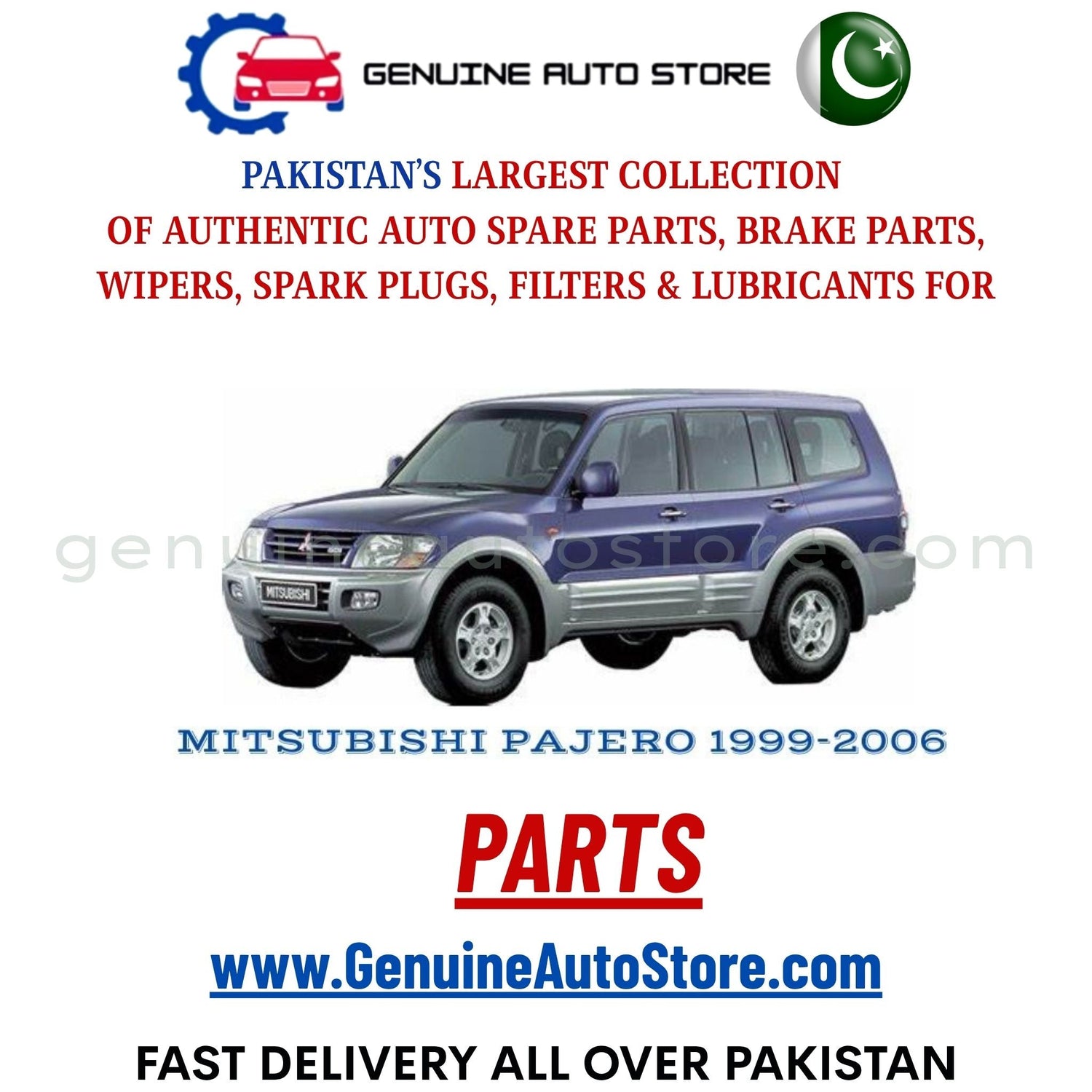 Original MITSUBISHI PAJERO 1999-2006 parts – brake pads, brake shoe, spark plugs, filters, wipers in Pakistan