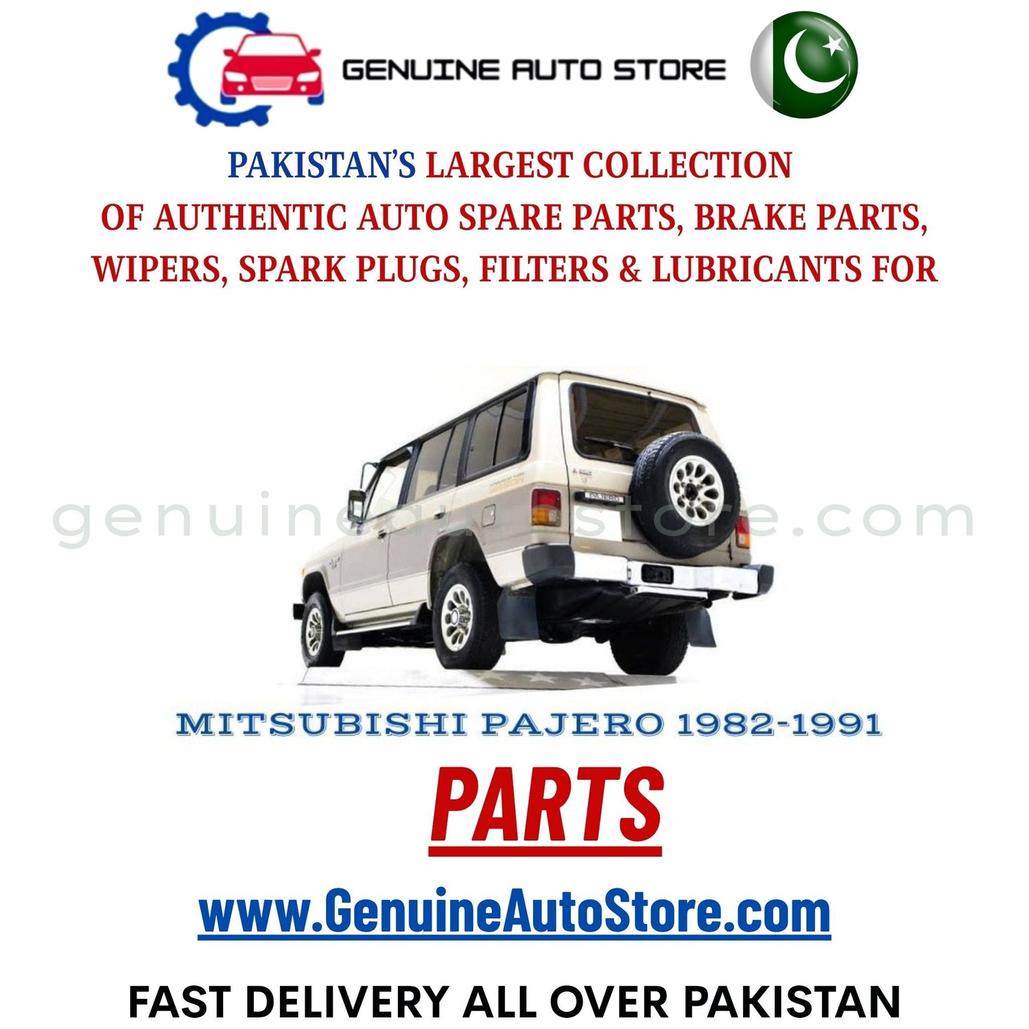 Original MITSUBISHI PAJERO 1982-1991 parts – brake pads, brake shoe, spark plugs, filters, wipers in Pakistan