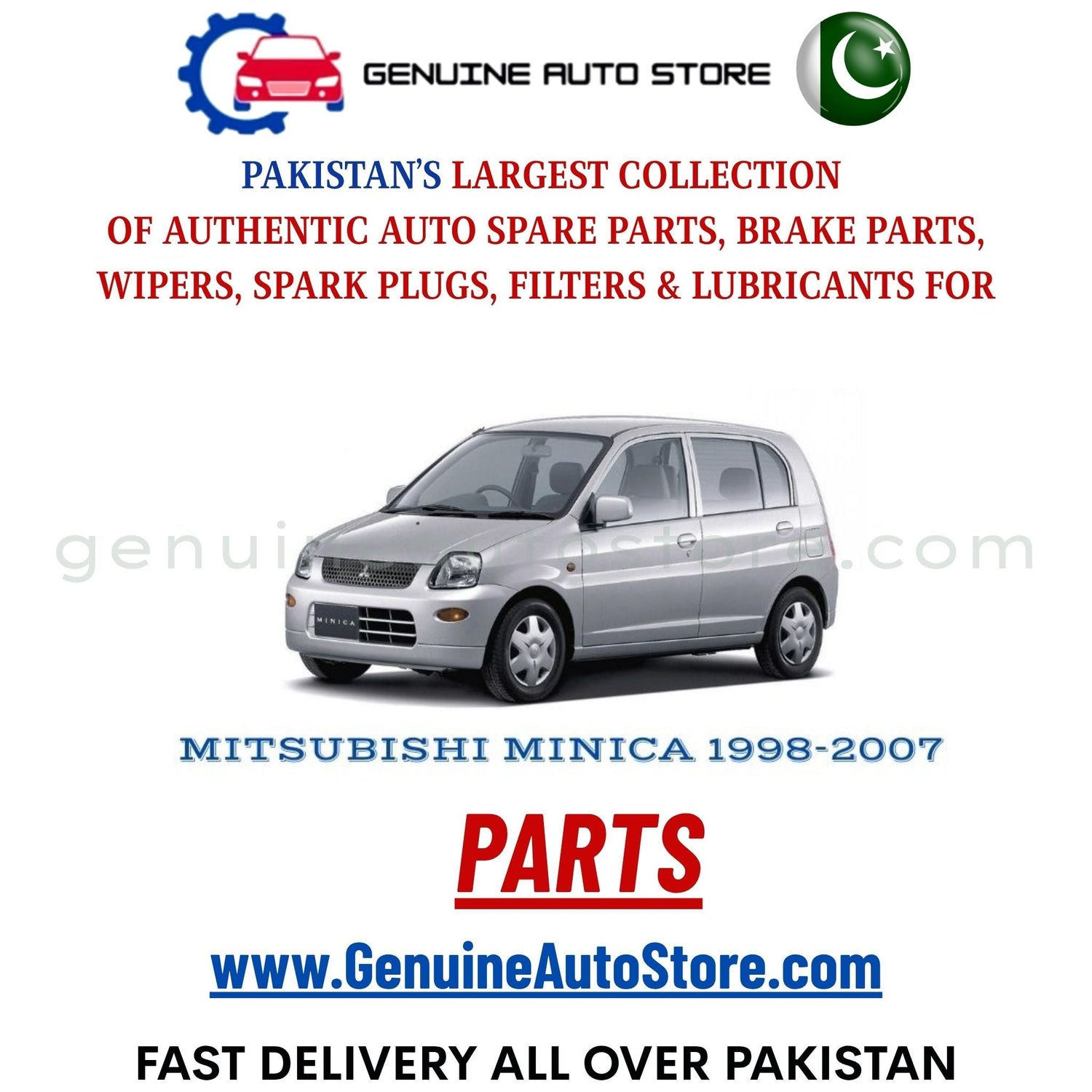 Original MITSUBISHI MINICA 1998-2007 parts – brake pads, brake shoe, spark plugs, filters, wipers in Pakistan