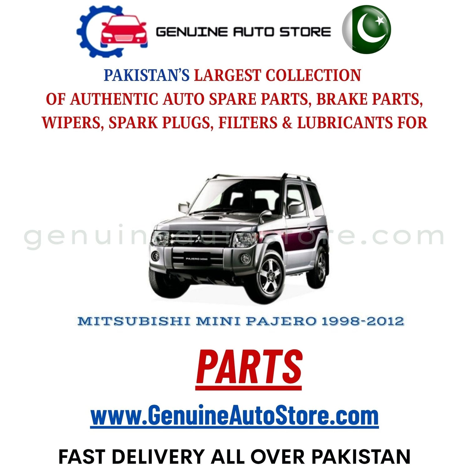 Original MITSUBISHI MINI PAJERO 1998-2012 parts – brake pads, brake shoe, spark plugs, filters, wipers in Pakistan