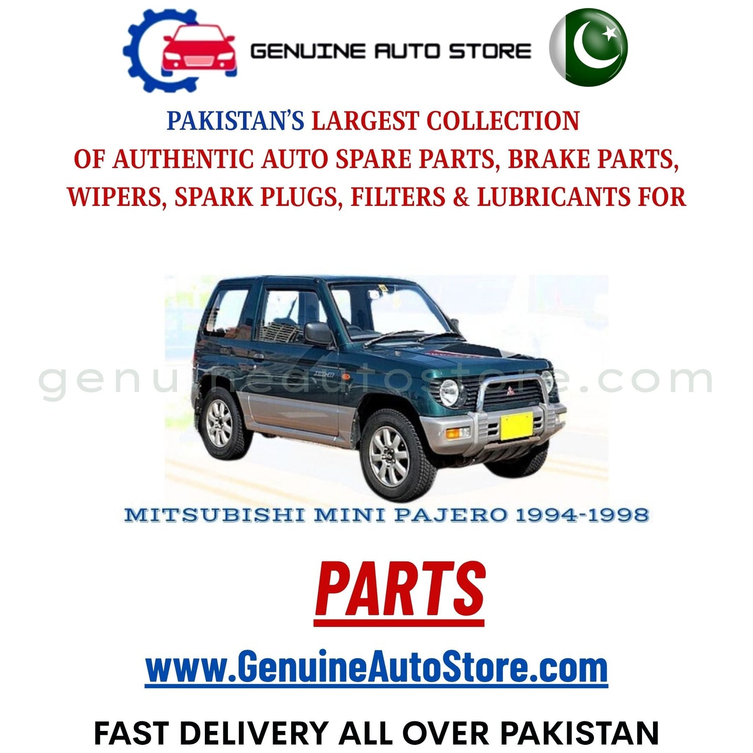 Original MITSUBISHI MINI PAJERO 1994-1998 parts – brake pads, brake shoe, spark plugs, filters, wipers in Pakistan