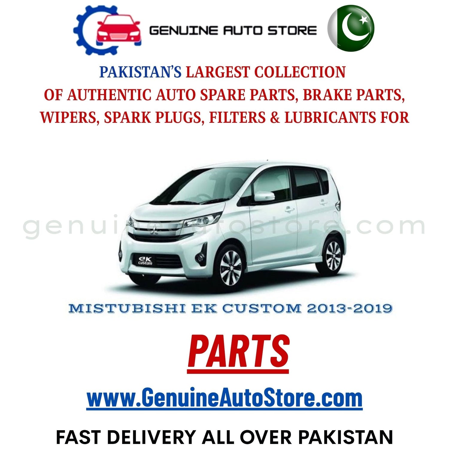Original MITSUBISHI EK CUSTOM 2013-2019 parts – brake pads, brake shoe, spark plugs, filters, wipers in Pakistan