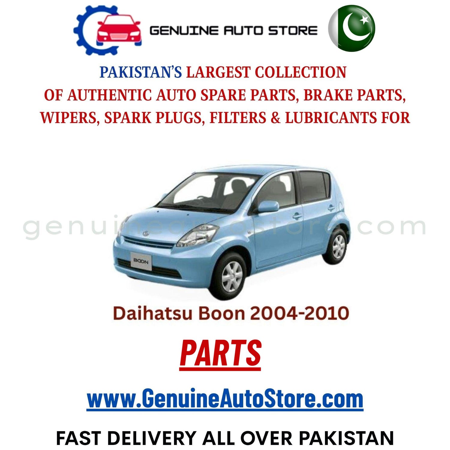 Original DAIHATSU BOON 2004-2010 parts – brake pads, brake shoe, spark plugs, filters, wipers in Pakistan