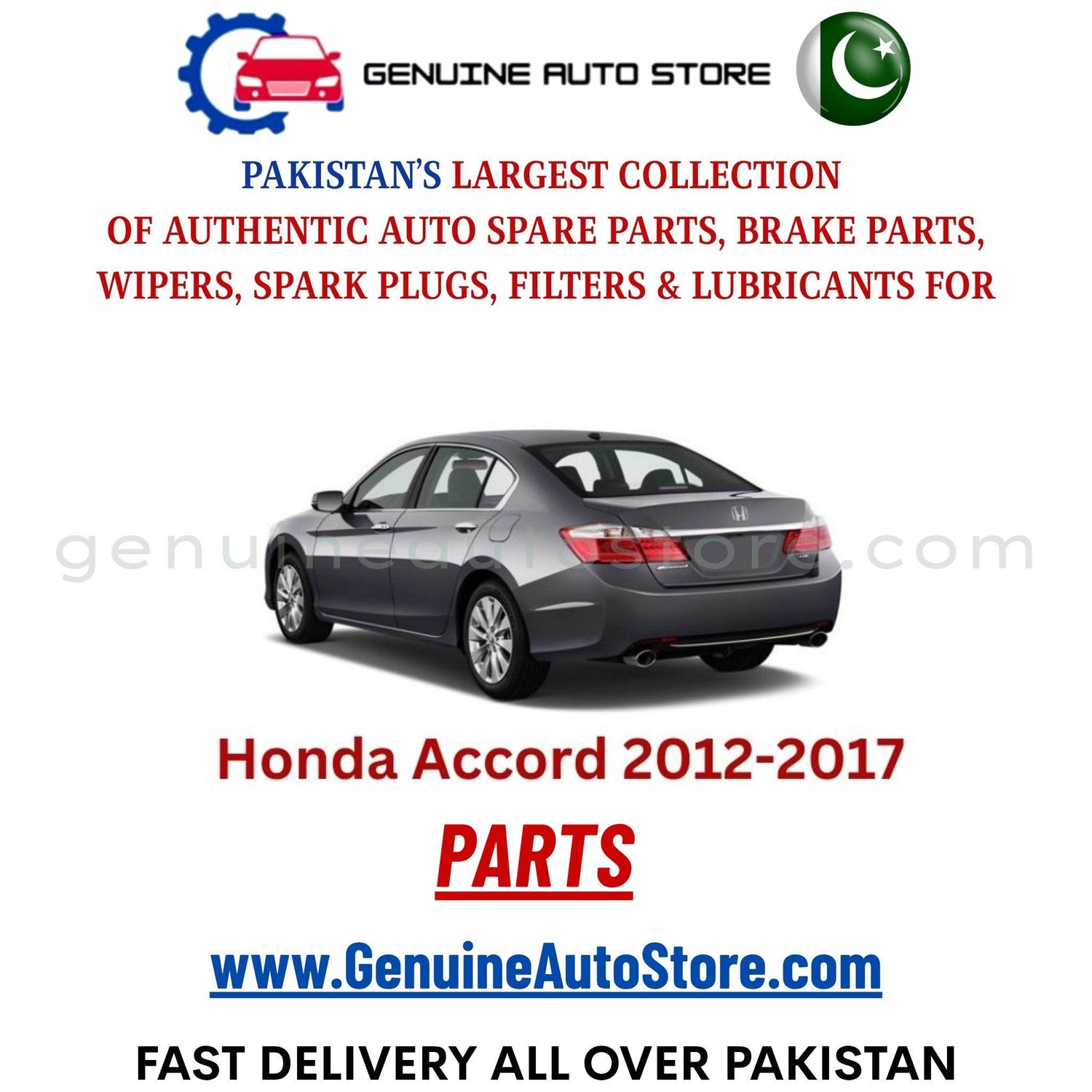 Original HONDA ACCORD 2012-2017 parts – brake pads, brake shoe, spark plugs, filters, wipers in Pakistan