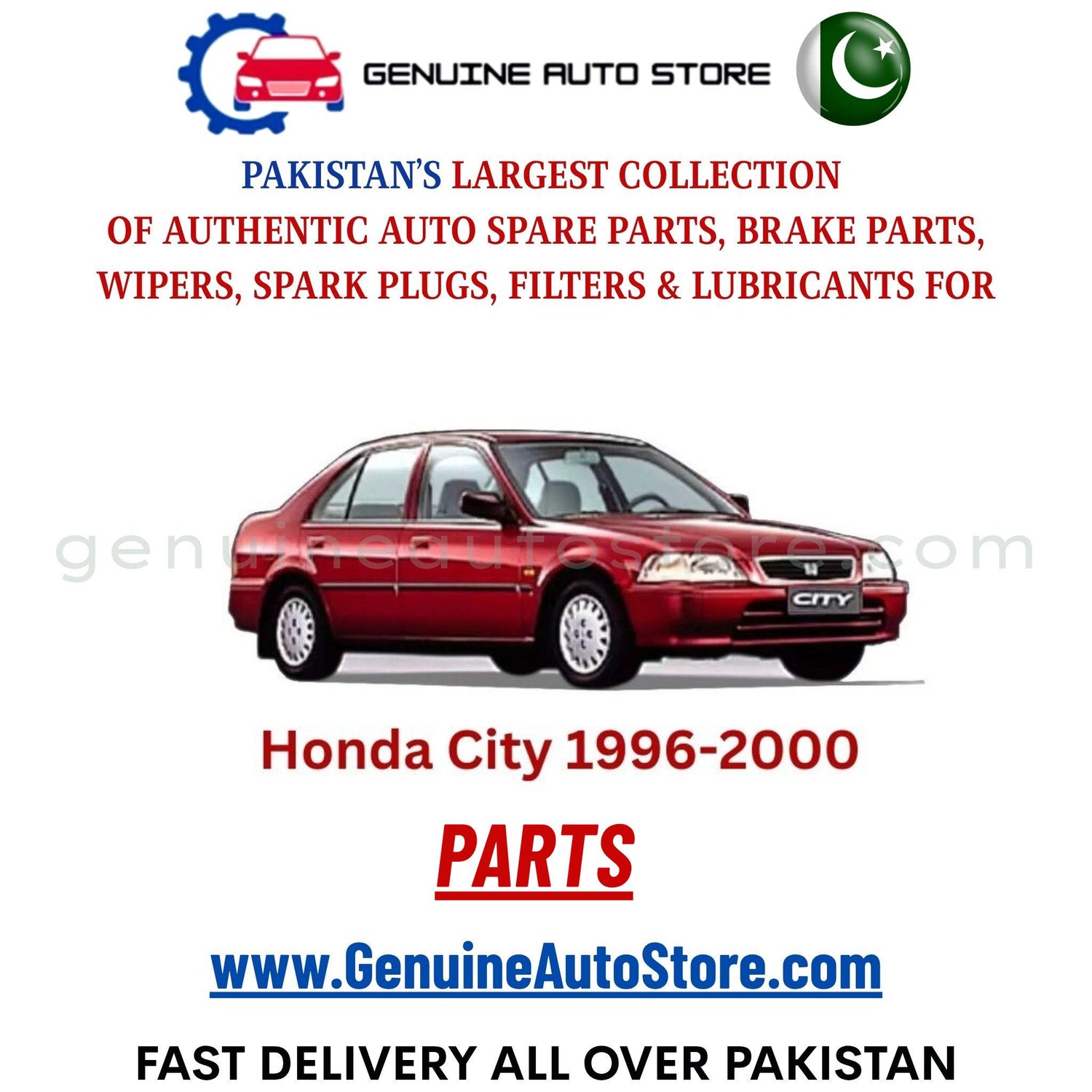 Original HONDA CITY 1996-2000 parts – brake pads, brake shoe, spark plugs, filters, wipers in Pakistan