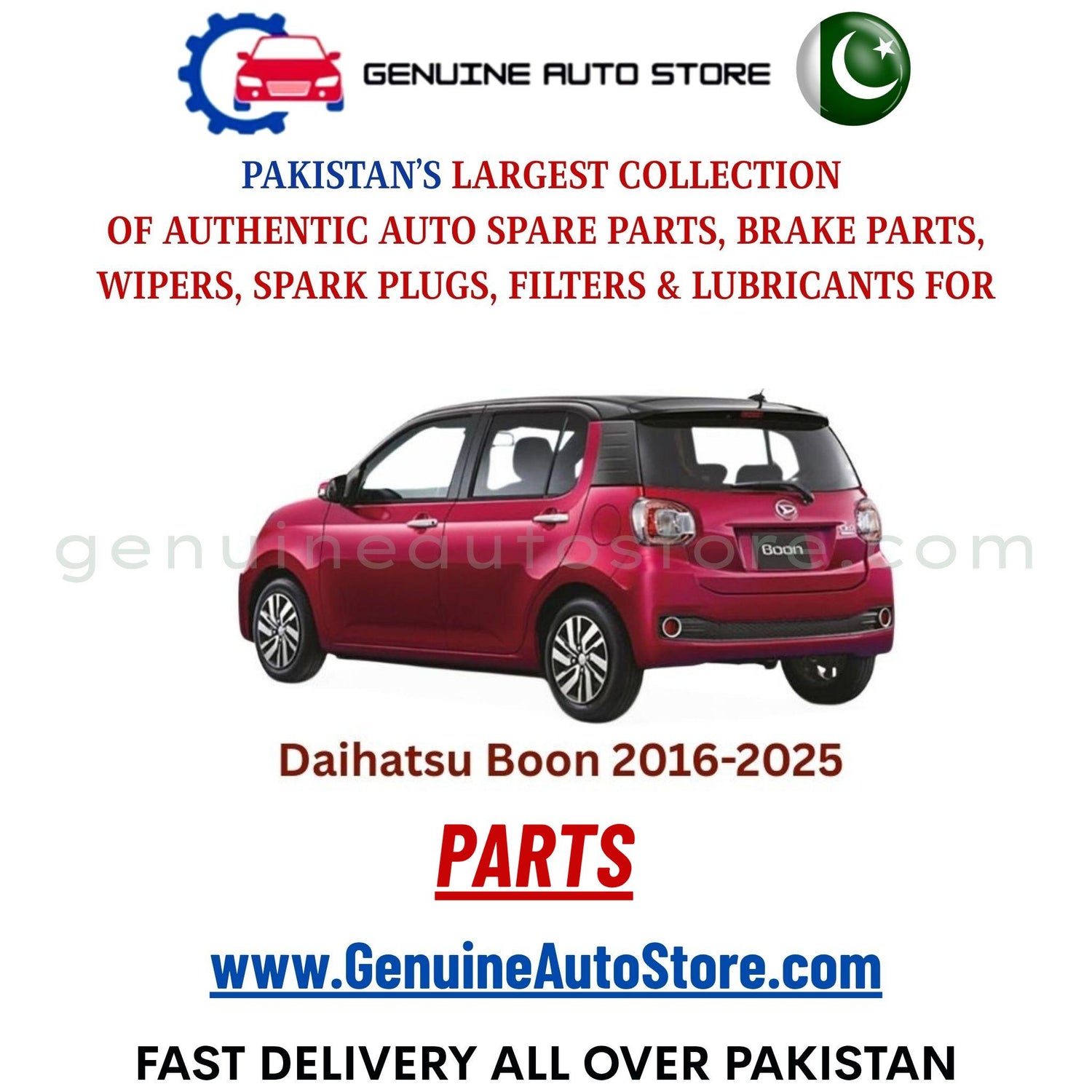 Original DAIHATSU BOON 2016-2025 parts – brake pads, brake shoe, spark plugs, filters, wipers in Pakistan