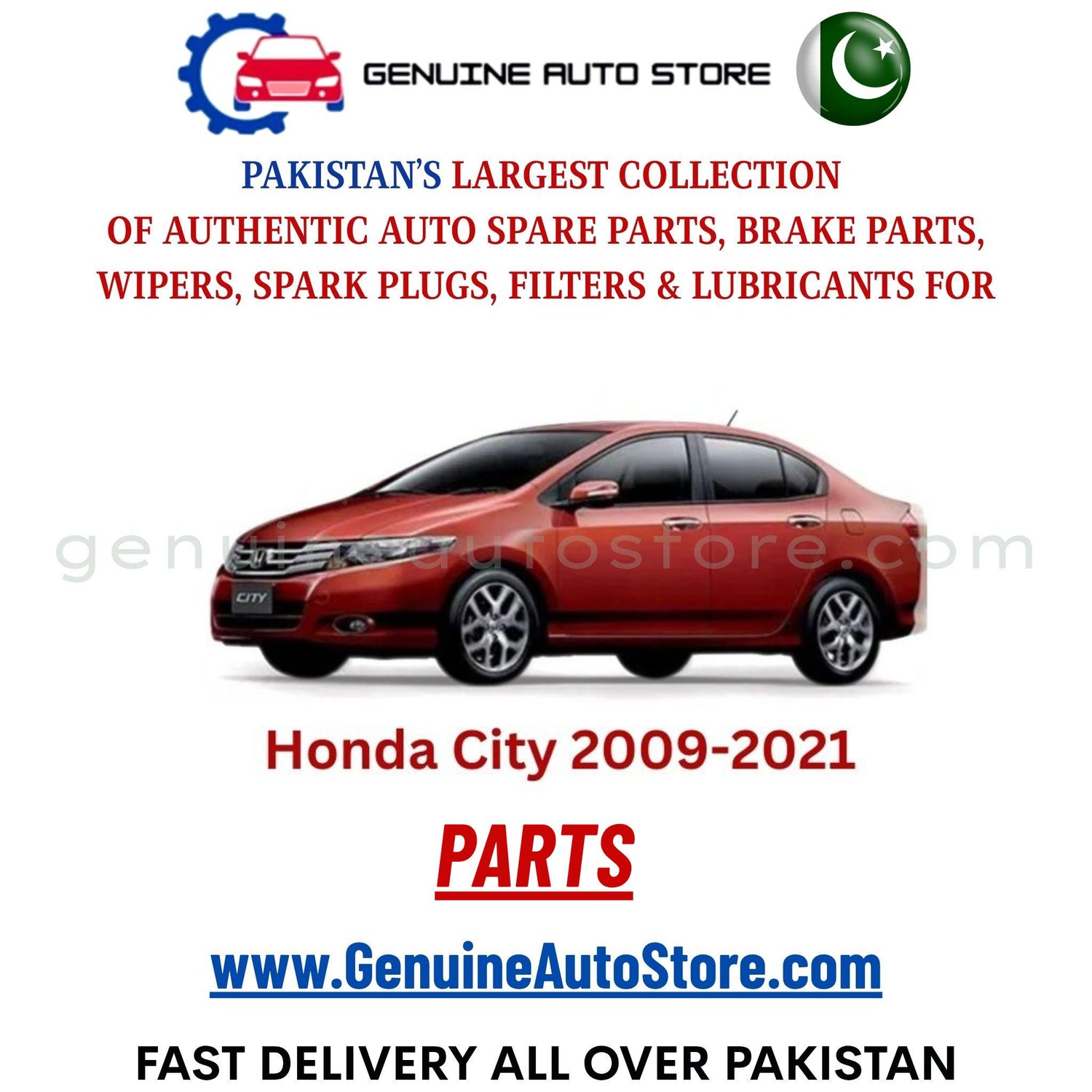 Original HONDA CITY 2009-2021 parts – brake pads, brake shoe, spark plugs, filters, wipers in Pakistan