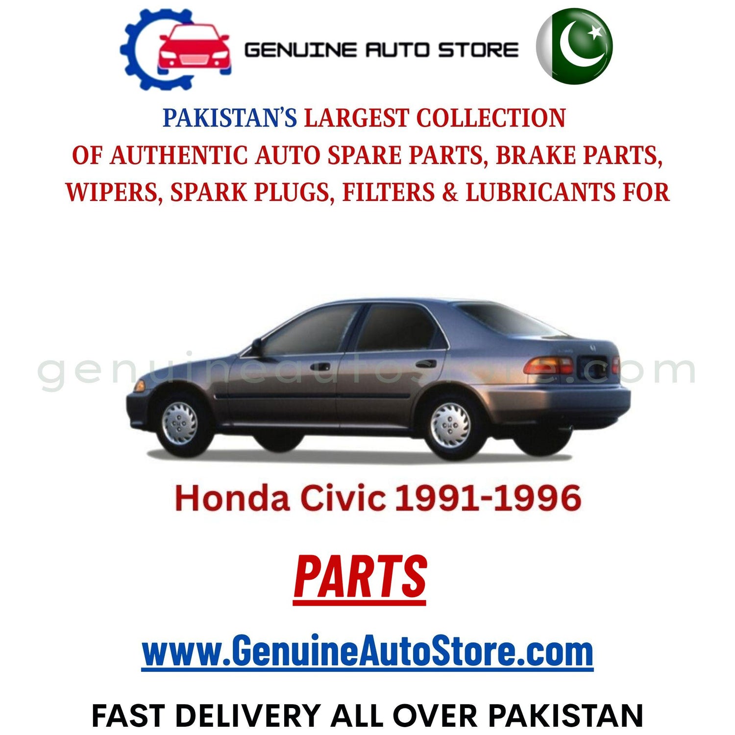 Original HONDA CIVIC 1991-1996 parts – brake pads, brake shoe, spark plugs, filters, wipers in Pakistan