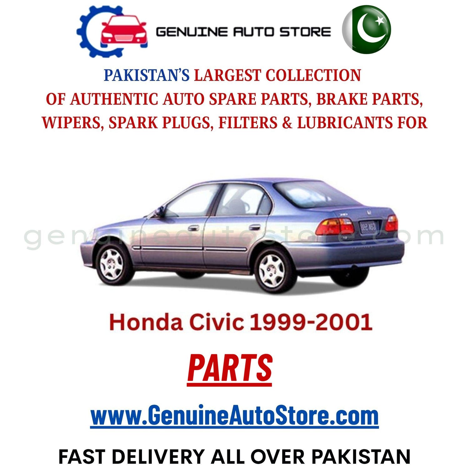 Original HONDA CIVIC 1999-2001 parts – brake pads, brake shoe, spark plugs, filters, wipers in Pakistan