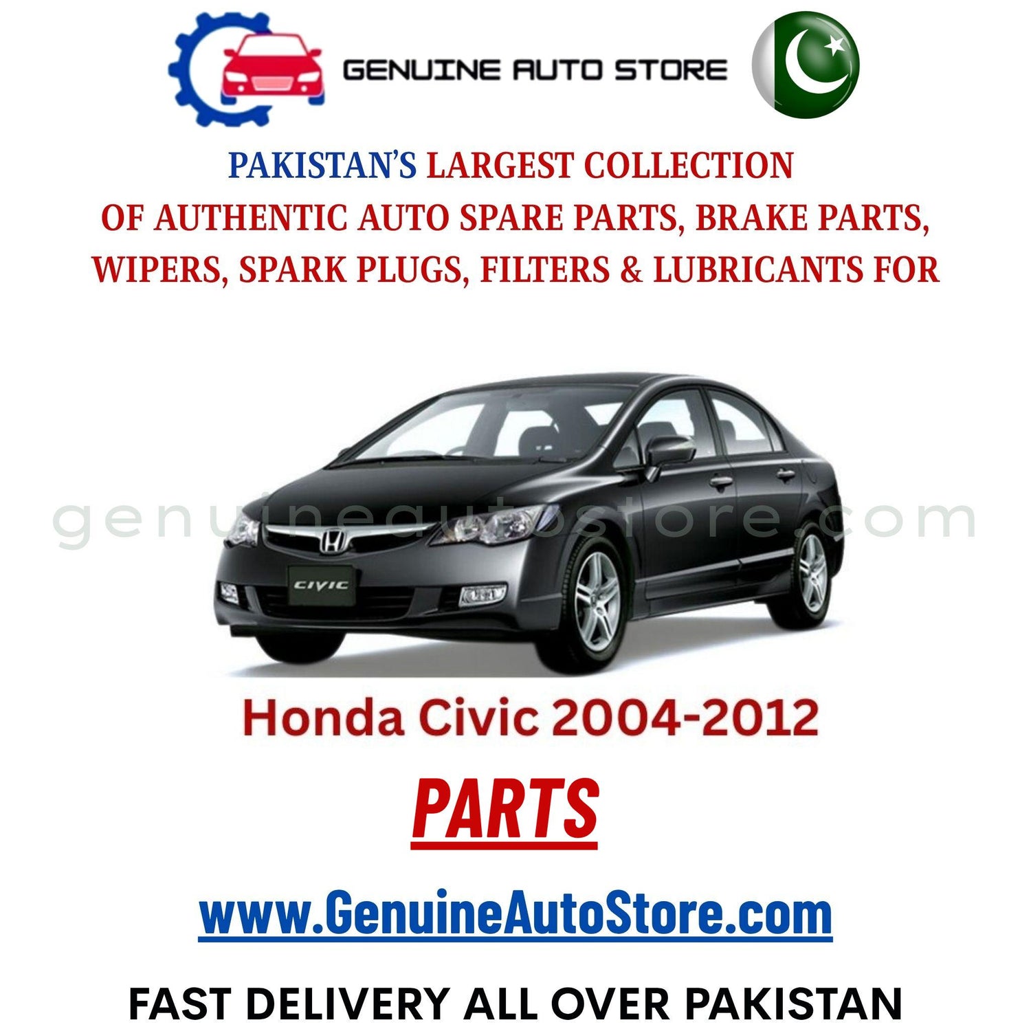 Original HONDA CIVIC 2004-2012 parts – brake pads, brake shoe, spark plugs, filters, wipers in Pakistan