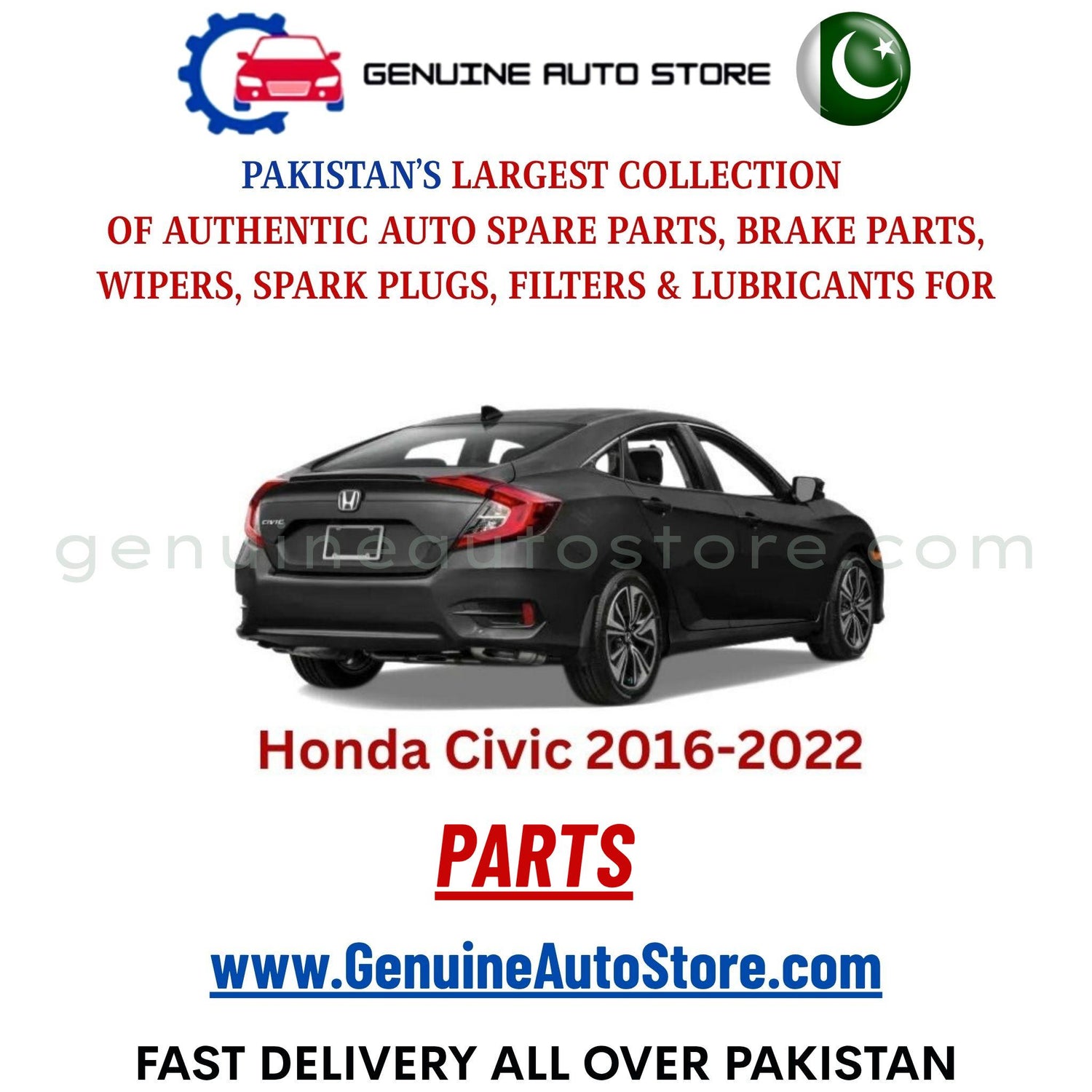 Original HONDA CIVIC 2016-2022 parts – brake pads, brake shoe, spark plugs, filters, wipers in Pakistan