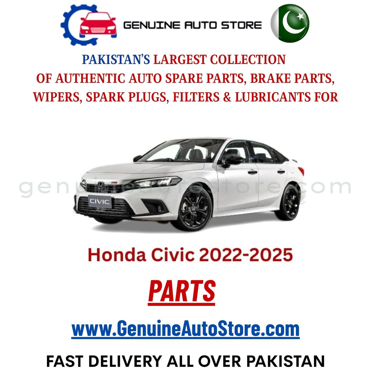 Original HONDA CIVIC 2022-2025 parts – brake pads, brake shoe, spark plugs, filters, wipers in Pakistan