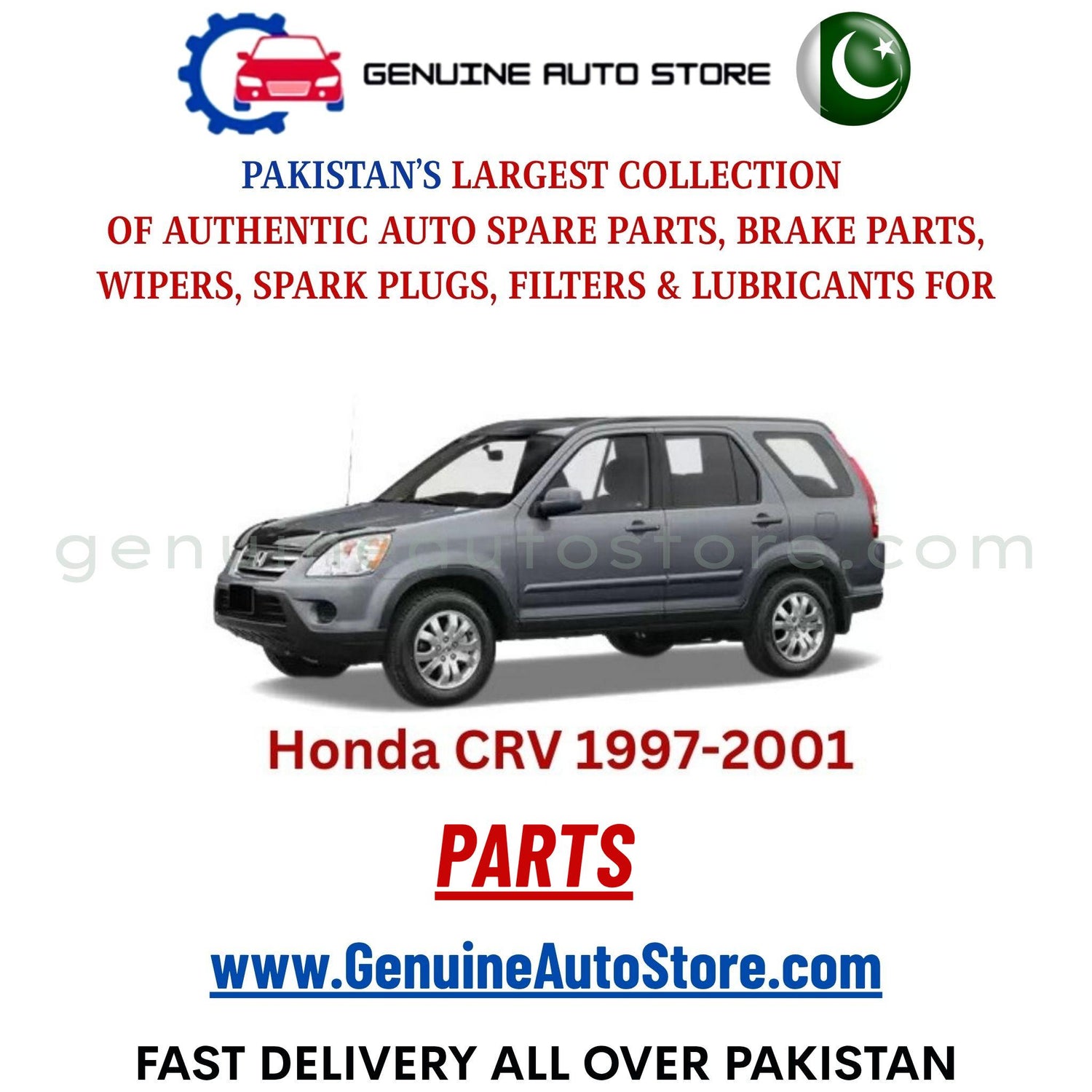 Original HONDA CRV 1997-2001 parts – brake pads, brake shoe, spark plugs, filters, wipers in Pakistan