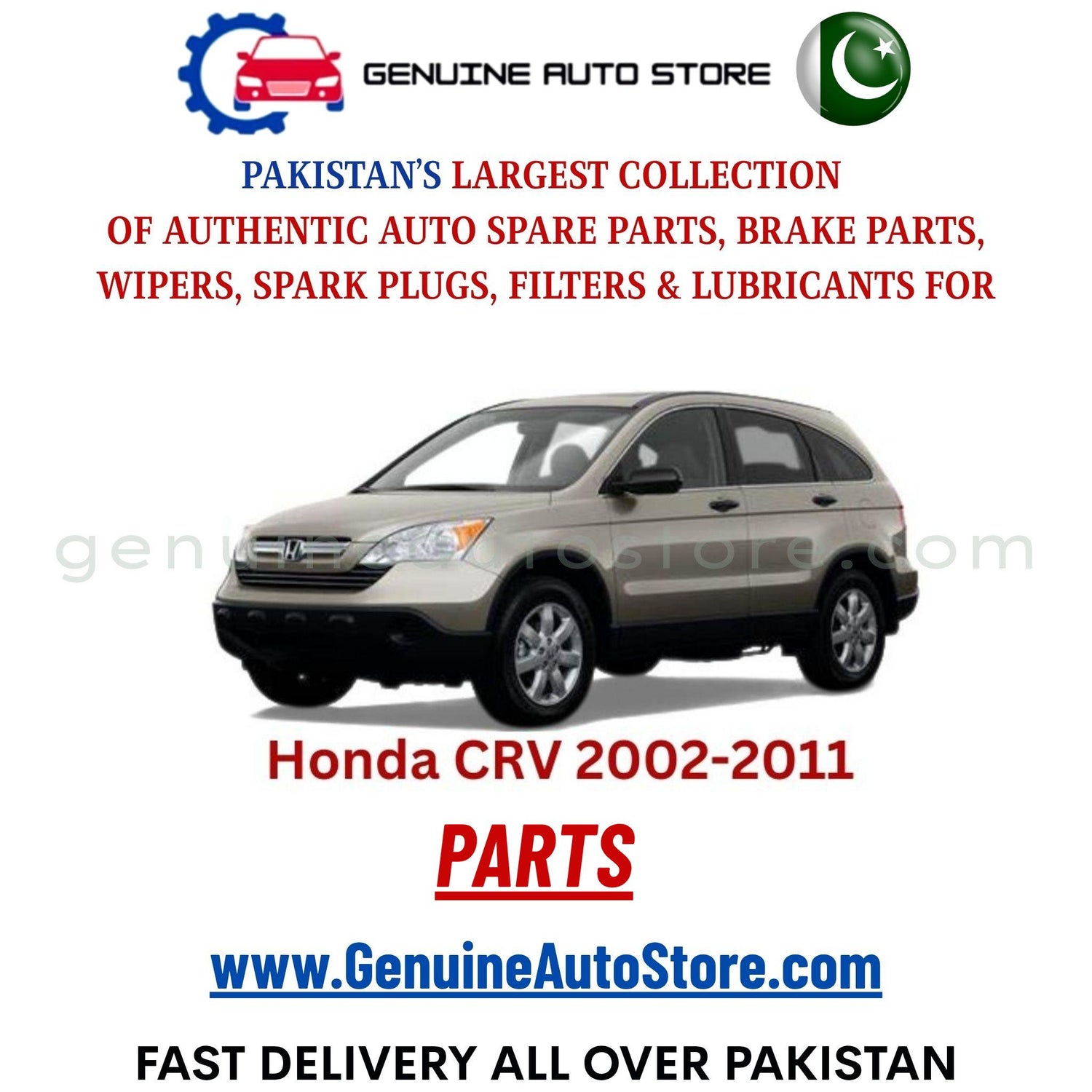 Original HONDA CRV 2002-2011 parts – brake pads, brake shoe, spark plugs, filters, wipers in Pakistan