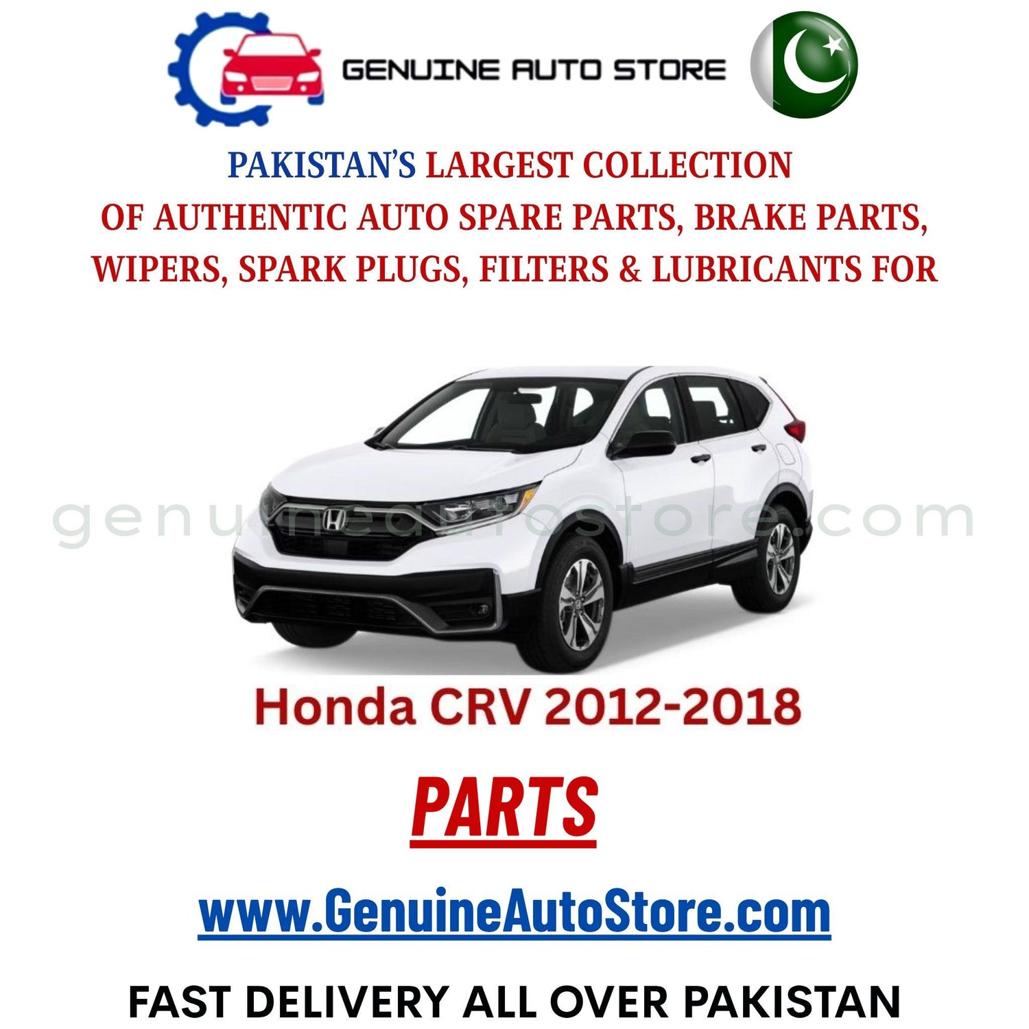 Original HONDA CRV 2012-2018 parts – brake pads, brake shoe, spark plugs, filters, wipers in Pakistan