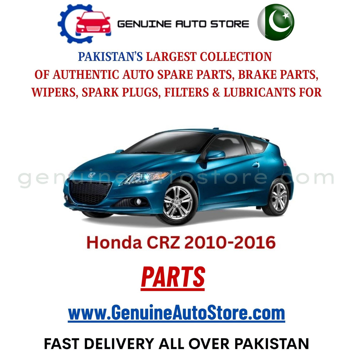 Original HONDA CRZ 2010-2016 parts – brake pads, brake shoe, spark plugs, filters, wipers in Pakistan
