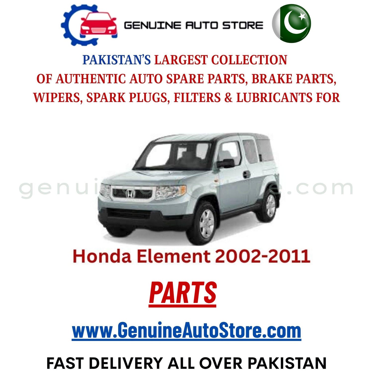 Original HONDA ELEMENT 2002-2011 parts – brake pads, brake shoe, spark plugs, filters, wipers in Pakistan