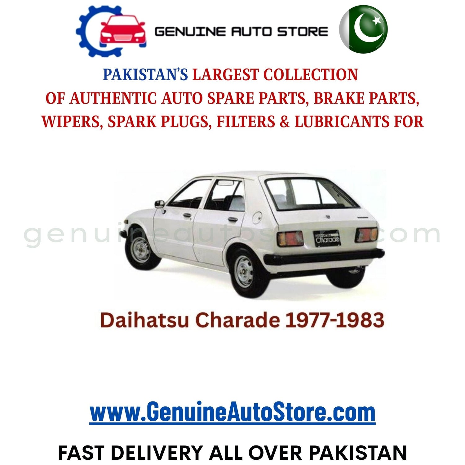 Buy genuine DAIHATSU CHARADE 1977-1983 auto parts in Pakistan – filters, brake pads and shoes, spark plugs, wipers