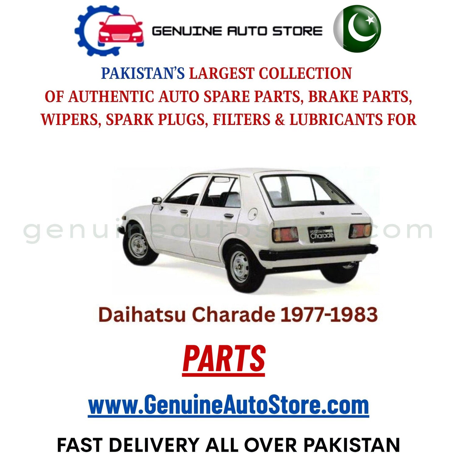 Original DAIHATSU CHARADE 1977-1983 parts – brake pads, brake shoe, spark plugs, filters, wipers in Pakistan
