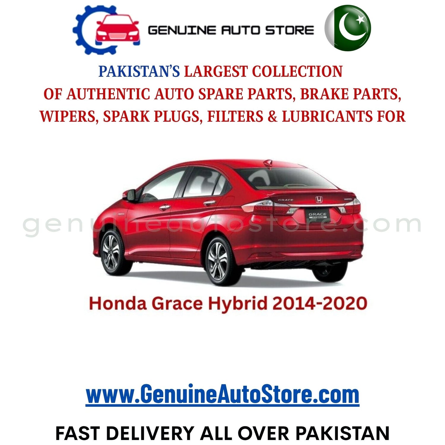 Original HONDA GRACE HYBRID 2014-2020 parts – brake pads, brake shoe, spark plugs, filters, wipers in Pakistan