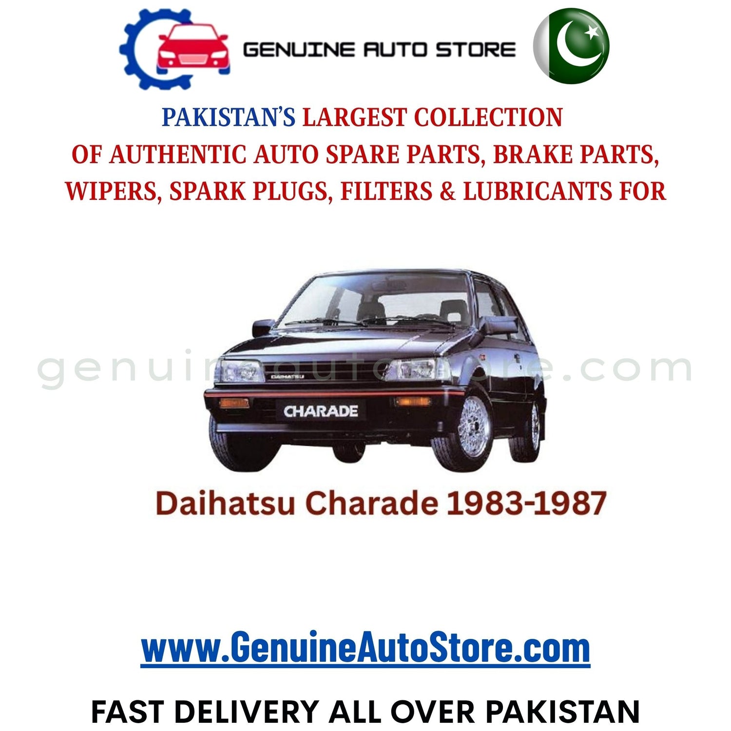 Buy genuine DAIHATSU CHARADE 1983-1987 auto parts in Pakistan – filters, brake pads and shoes, spark plugs, wipers