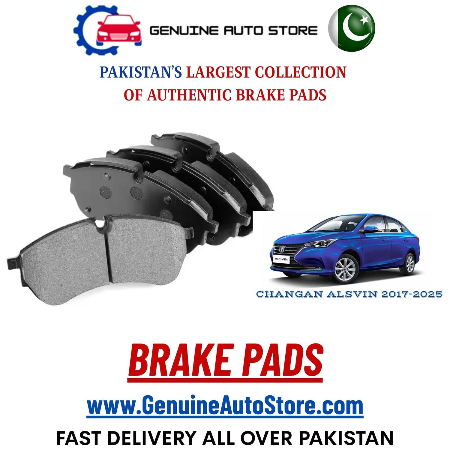 Genuine CHANGAN ALSVIN 2017–2025 Brake Pads in Pakistan – Genuine Auto Store