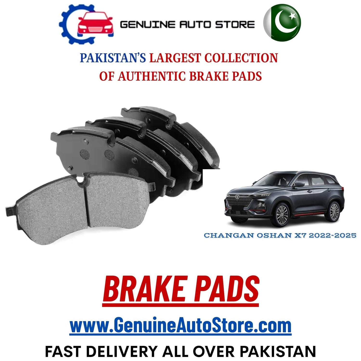 Genuine CHANGAN OSHAN X7 2022–2025 Brake Pads in Pakistan – Genuine Auto Store