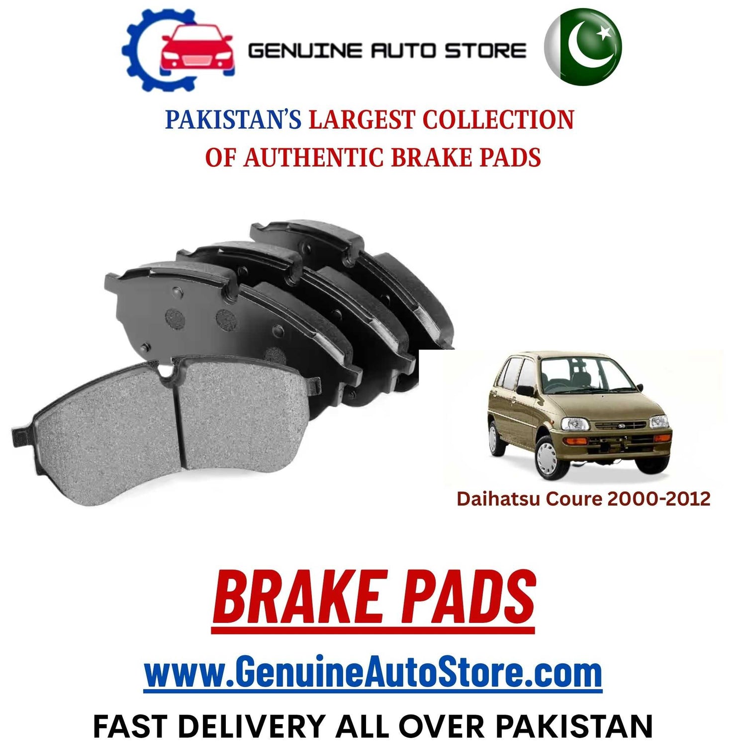 Genuine Daihatsu Coure 2000–2012 Brake Pads in Pakistan – Genuine Auto Store