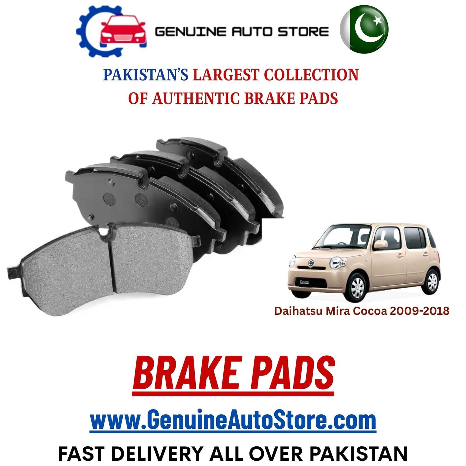 Genuine Daihatsu Mira Cocoa 2009–2018 Brake Pads in Pakistan – Genuine Auto Store
