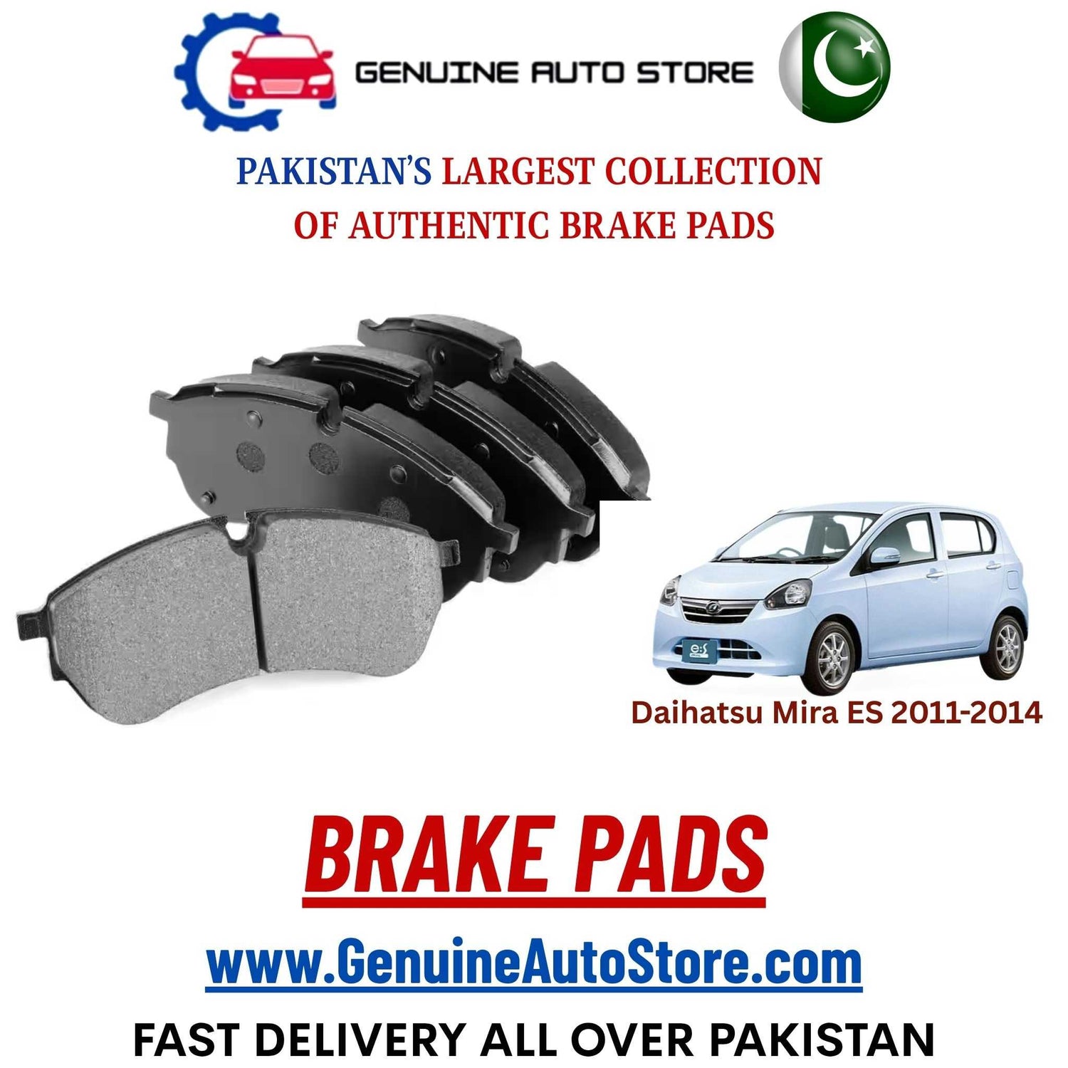 Genuine Daihatsu Mira ES 2011–2014 Brake Pads in Pakistan – Genuine Auto Store