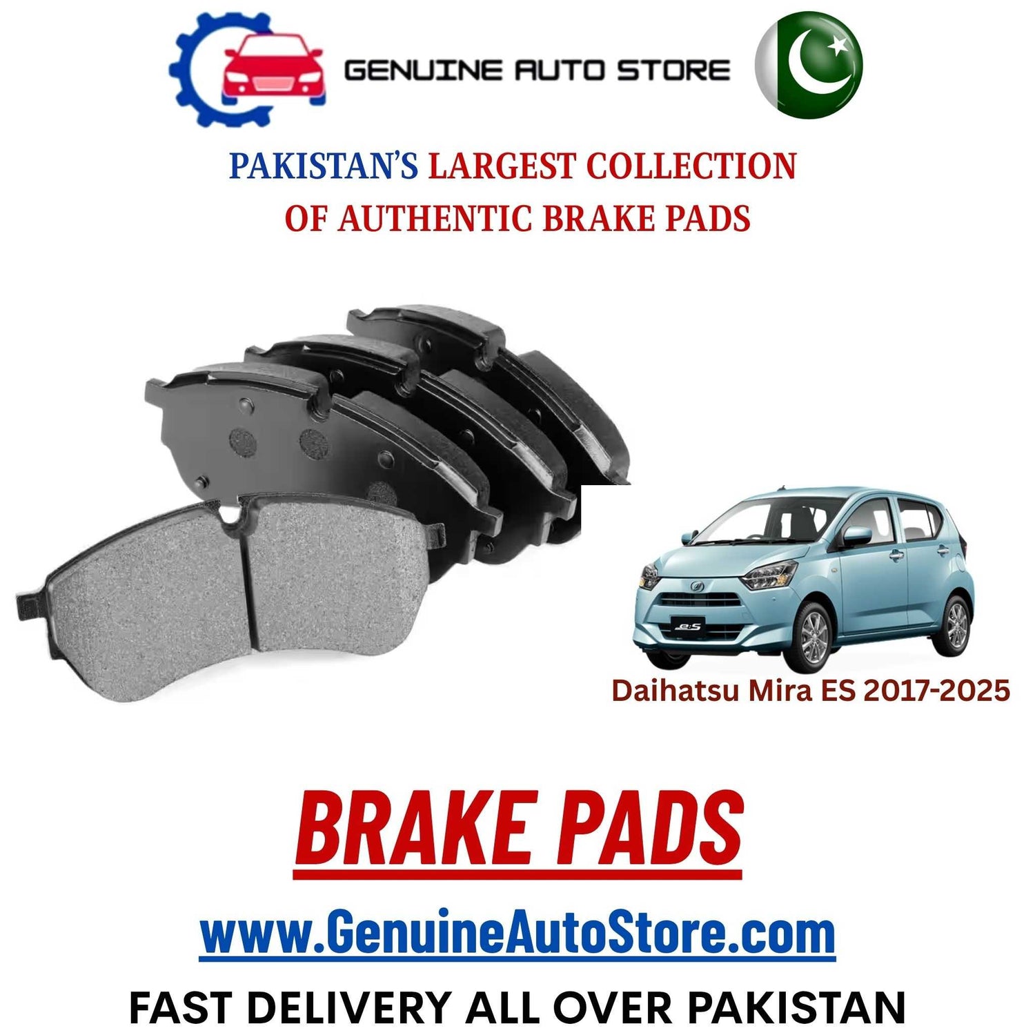 Genuine Daihatsu Mira ES 2017–2025 Brake Pads in Pakistan – Genuine Auto Store