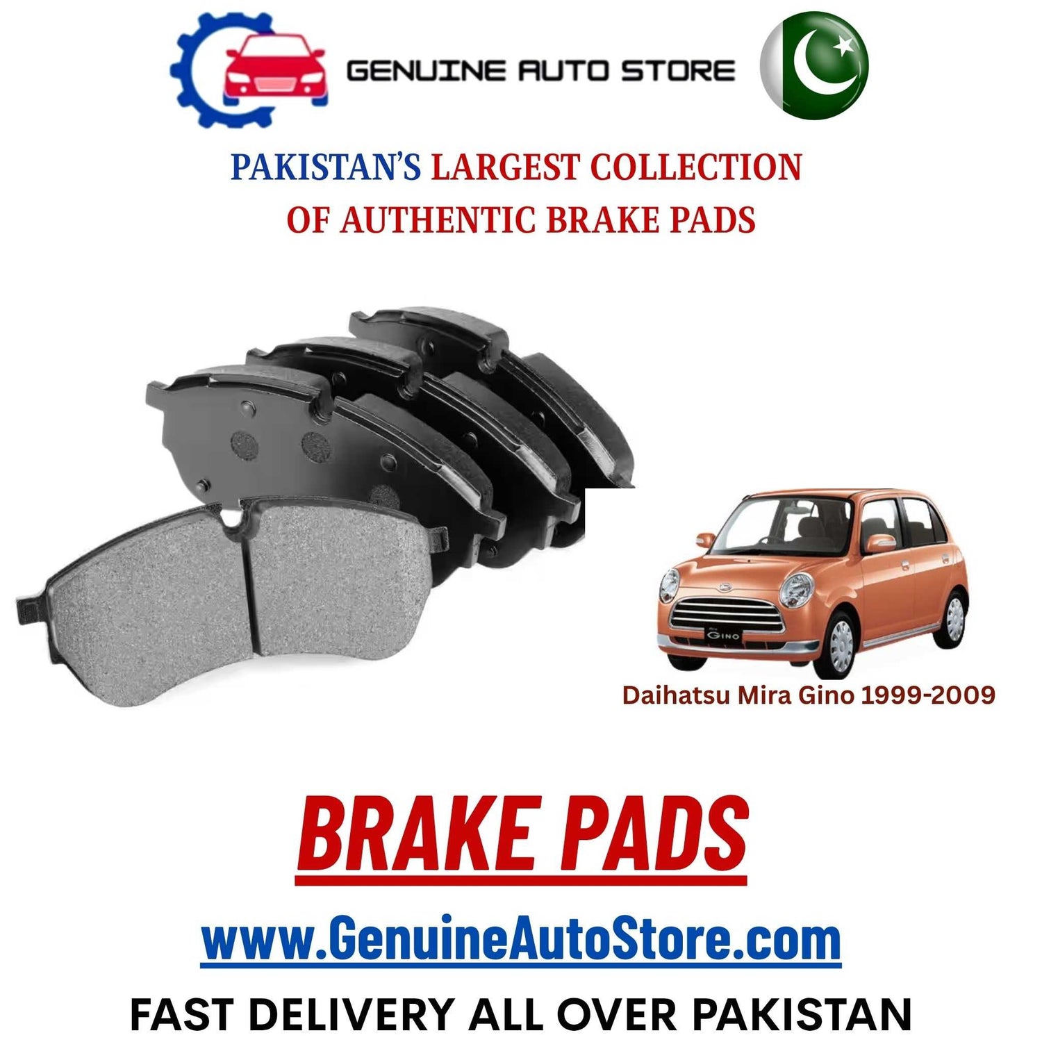 Genuine Daihatsu Mira Gino 1999–2009 Brake Pads in Pakistan – Genuine Auto Store