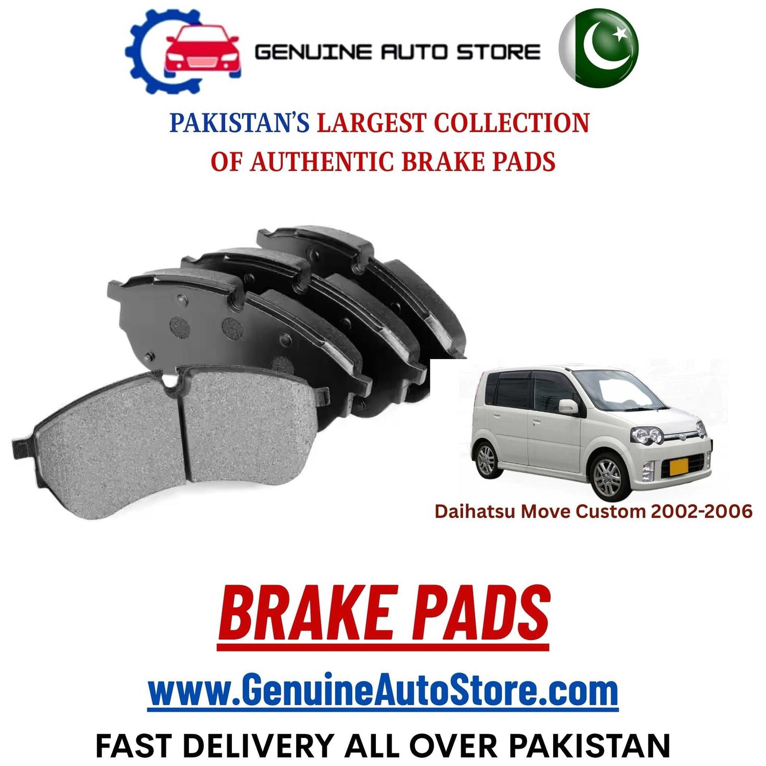 Genuine Daihatsu Move Custom 2002–2006 Brake Pads in Pakistan – Genuine Auto Store