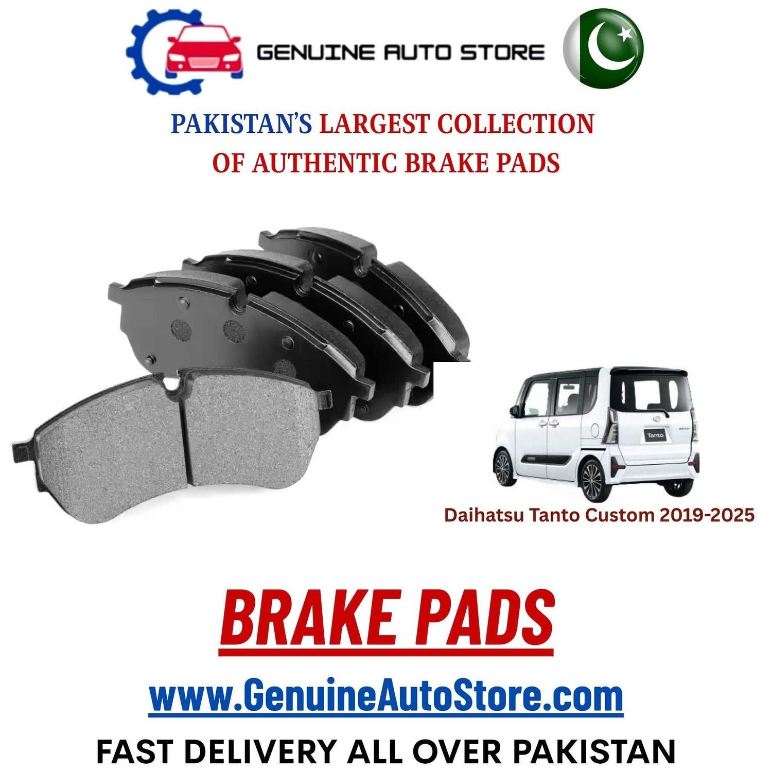 Genuine Daihatsu Tanto Custom 2019–2025 Brake Pads in Pakistan – Genuine Auto Store