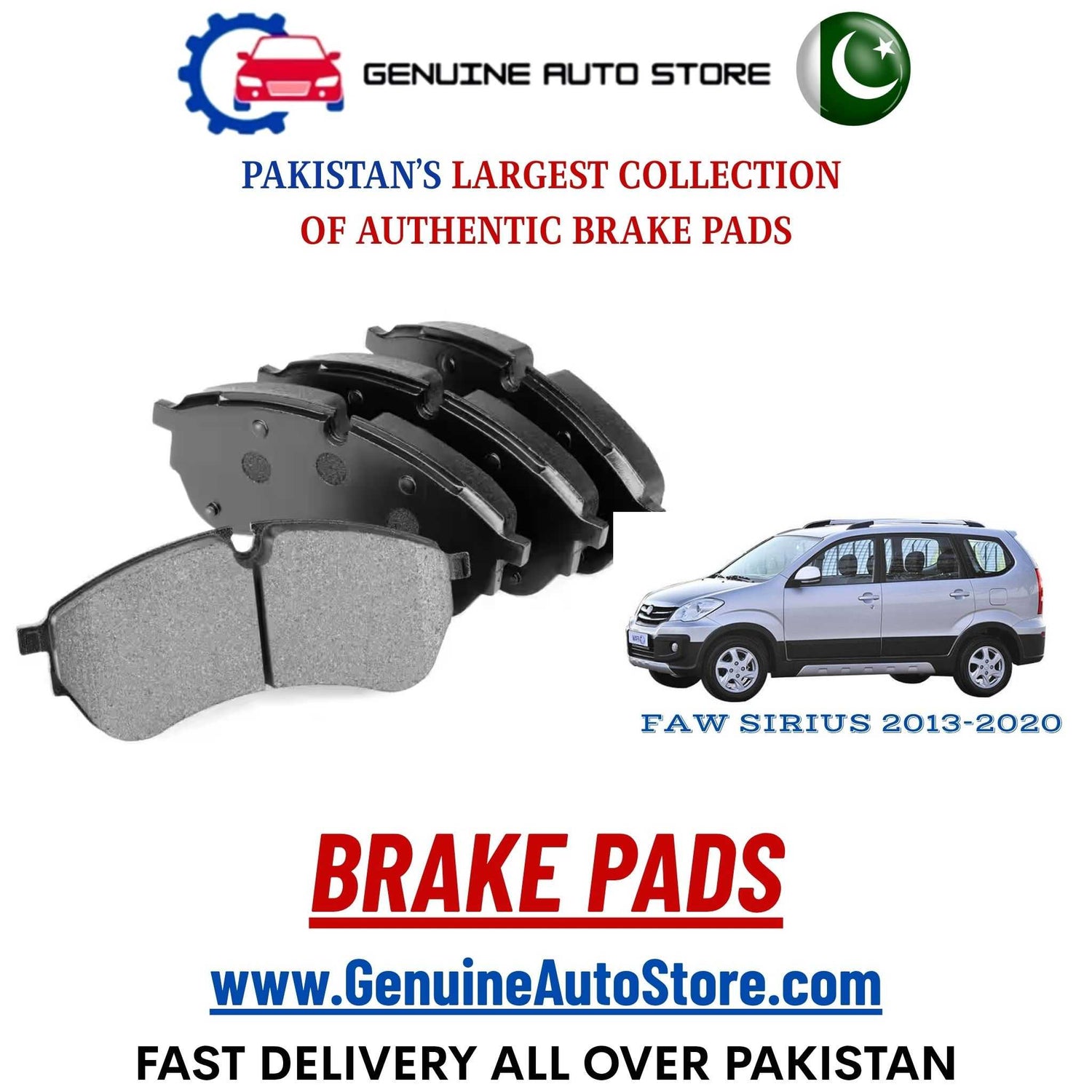 Genuine FAW SIRIUS 2013–2020 Brake Pads in Pakistan – Genuine Auto Store