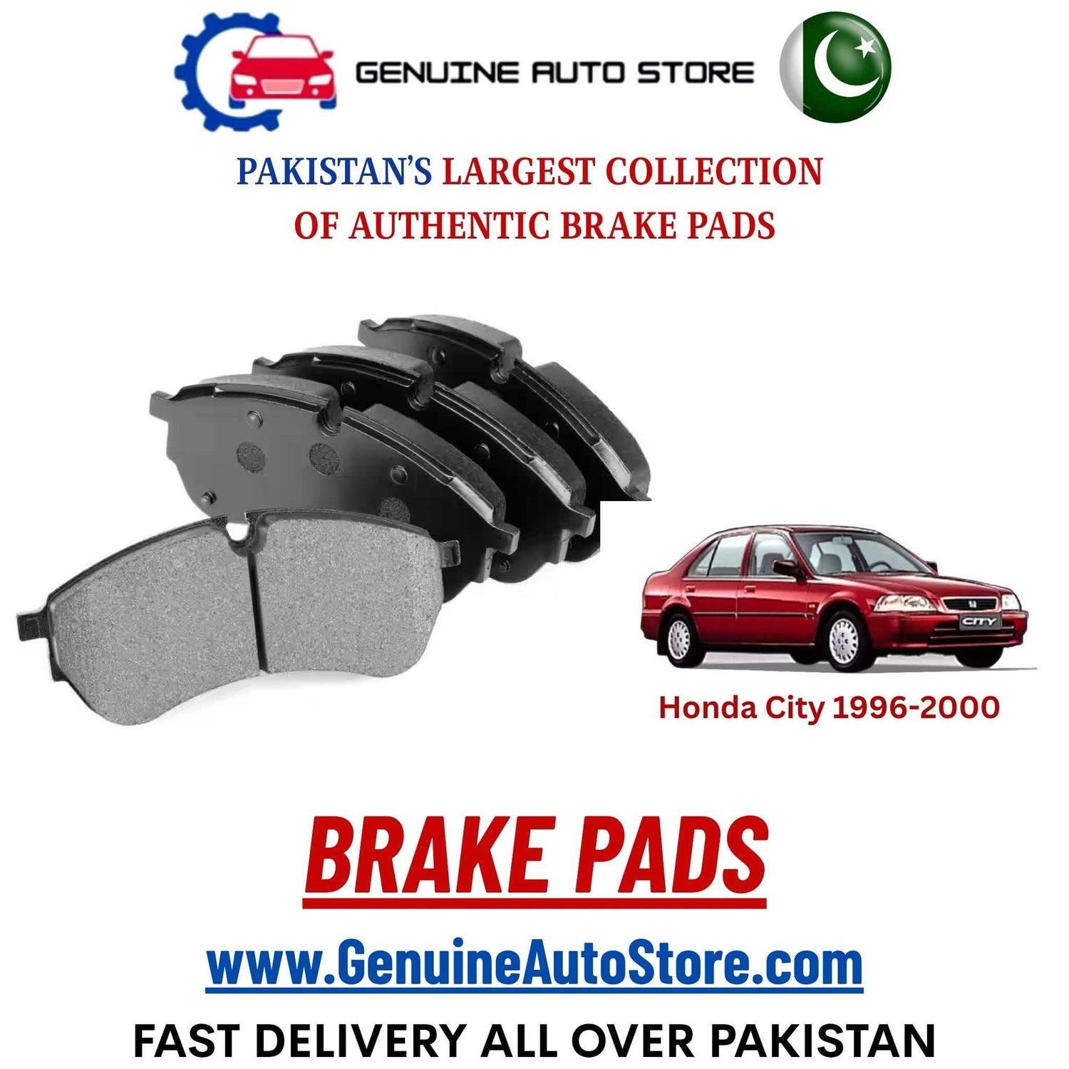 Genuine Honda City 1996–2000 Brake Pads in Pakistan – Genuine Auto Store