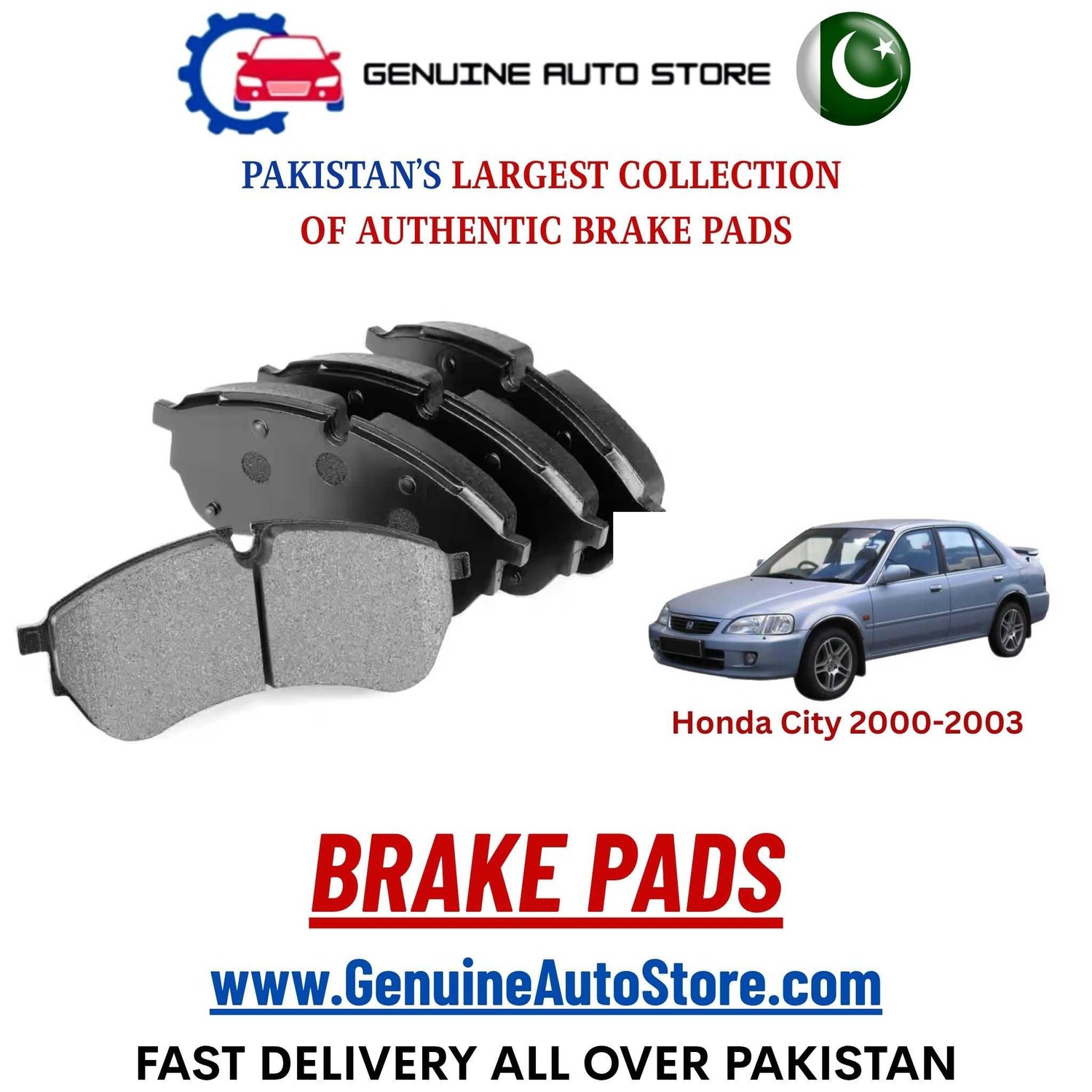 Genuine Honda City 2000–2003 Brake Pads in Pakistan – Genuine Auto Store