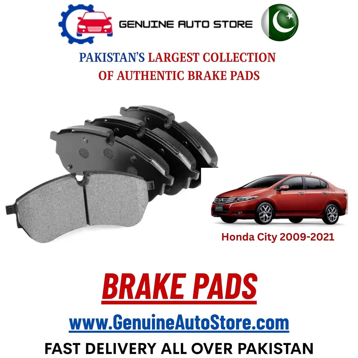 Genuine Honda City 2009–2021 Brake Pads in Pakistan – Genuine Auto Store