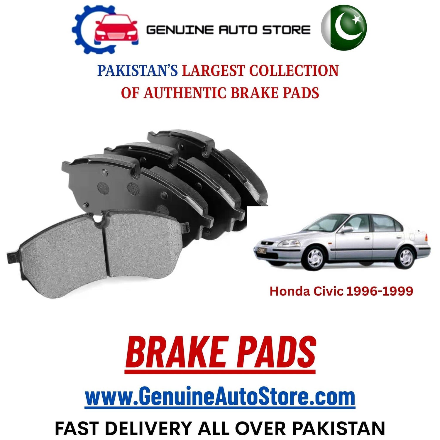 Genuine Honda Civic 1996–1999 Brake Pads in Pakistan – Genuine Auto Store
